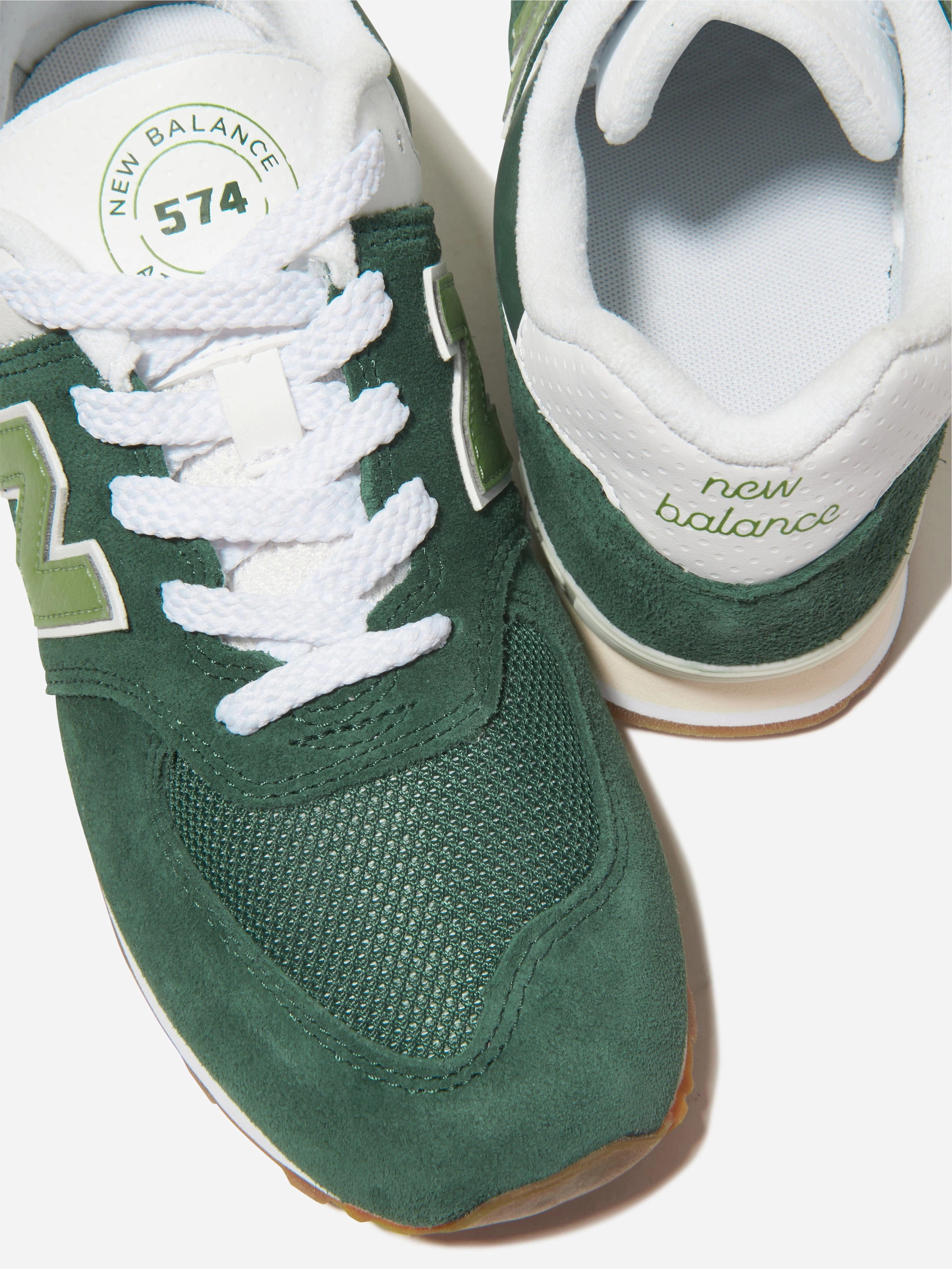 Right For You, Everyday Luxury New Balance Kids 574 Logo Trainers in Green
