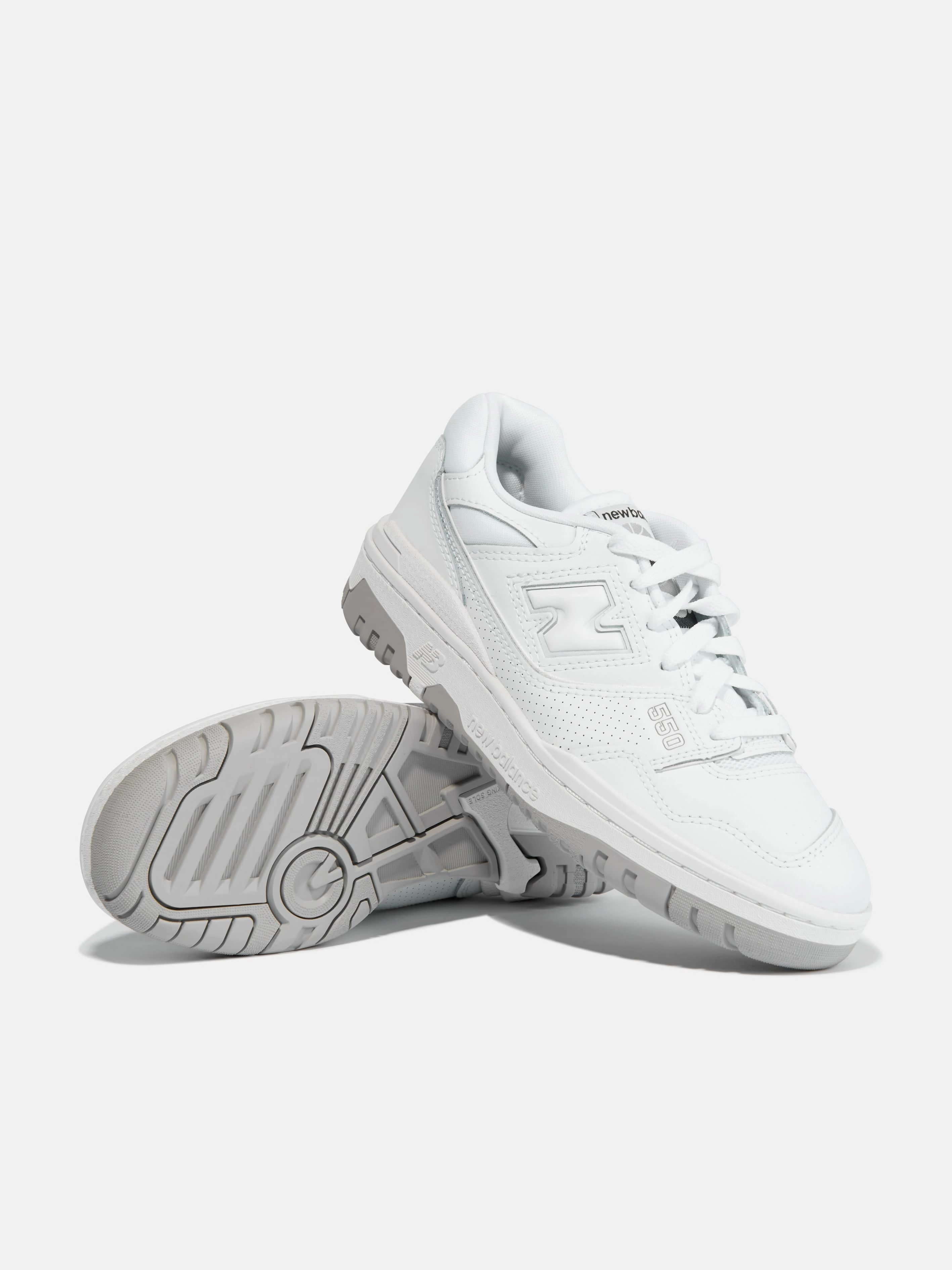 New Balance Kids 550 Logo Trainers in White Felt, Minimalist Design, Your Next Favorite