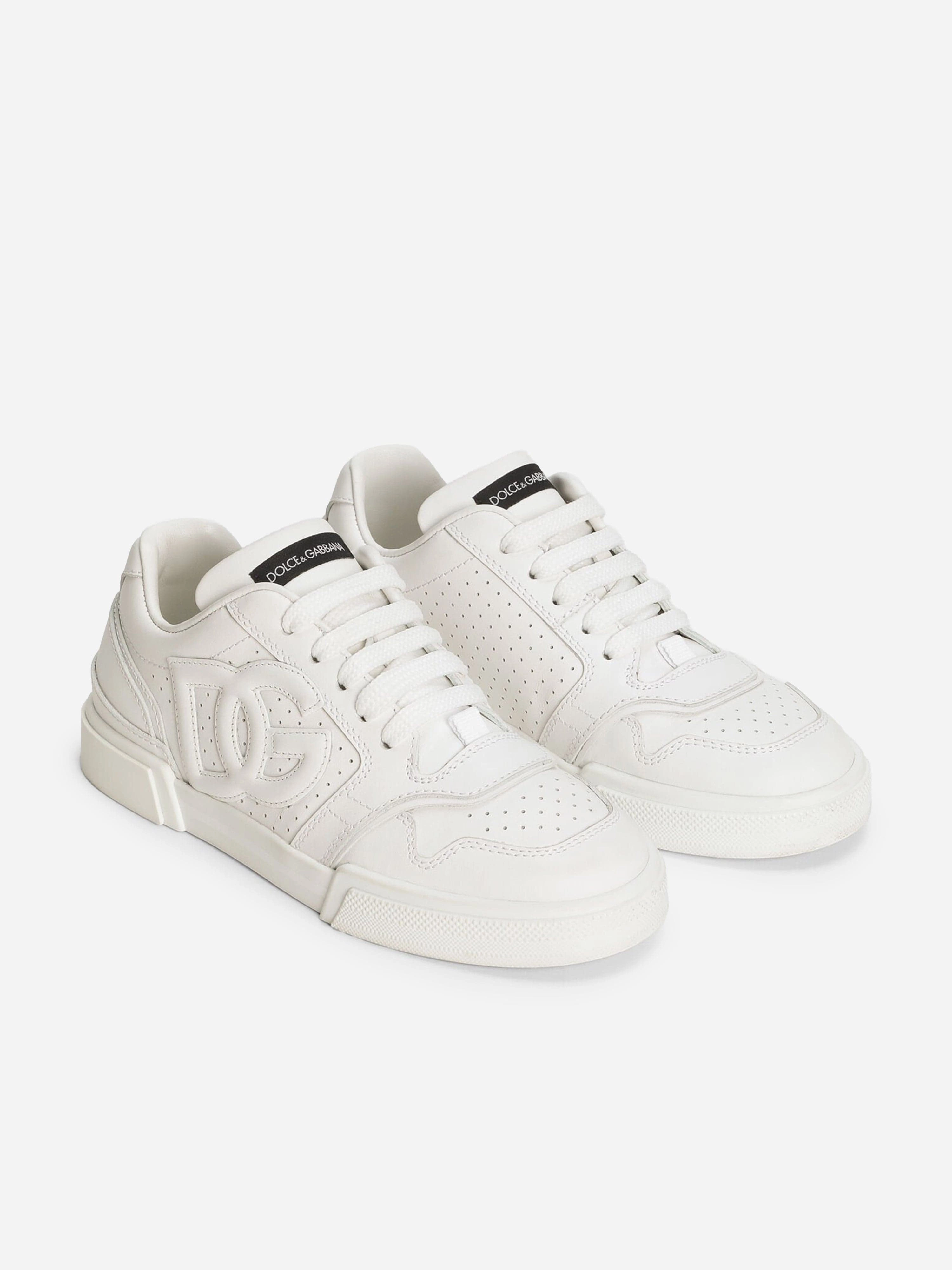 All-In-One Design Boys Leather DG Logo Trainers in White Classic Aesthetic