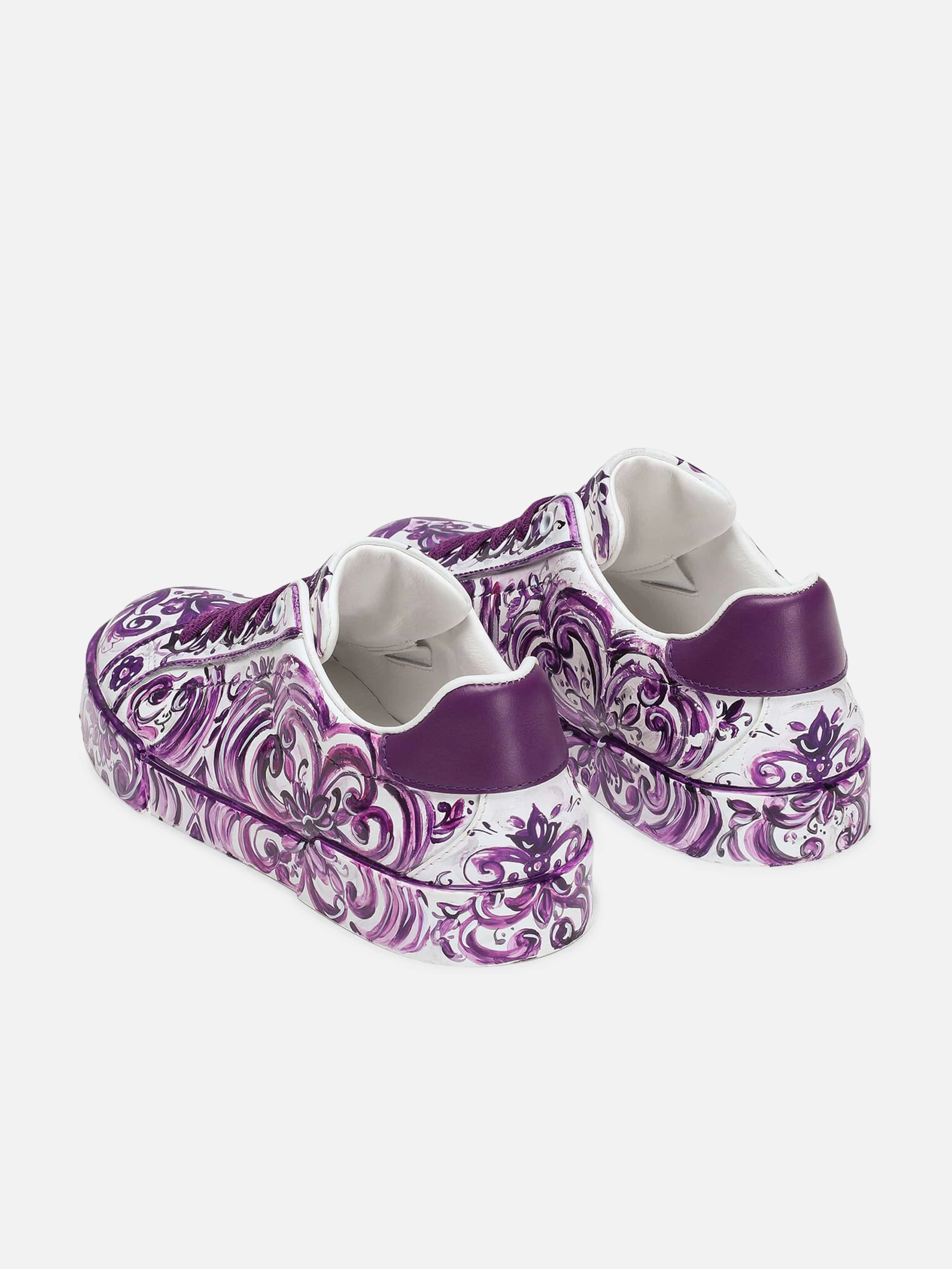 Girls Majolica Print Trainers in Purple Exclusive Access, Nylon Waterproof Backpack, Made For Comfort