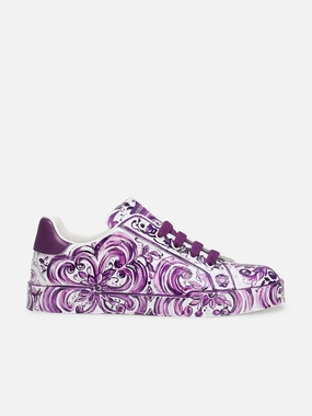 Suede, TodayS Special Intermittent offer Girls Majolica Print Trainers in Purple Makeup Storage