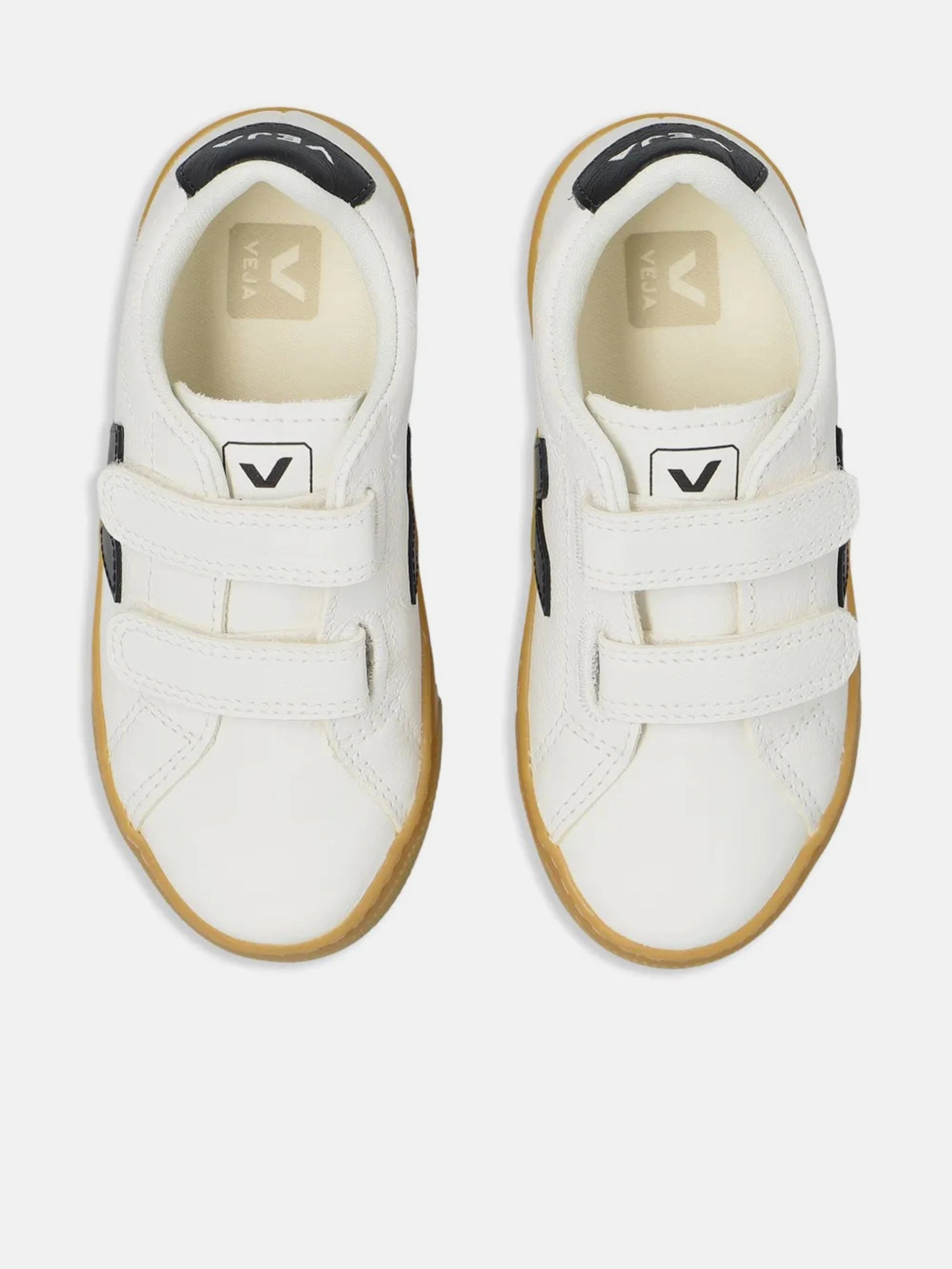 Veja Kids Chromefree Leather Small Esplar Traners in White Cotton, Adjustable Strap