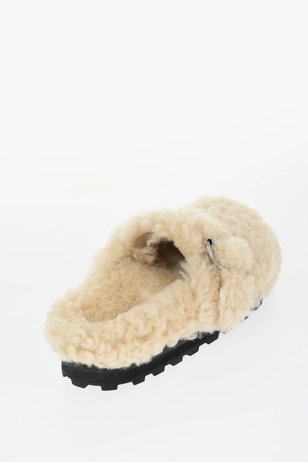 Jil Sander Buckled Curly Shearling Mules