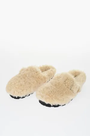 Jil Sander Buckled Curly Shearling Mules