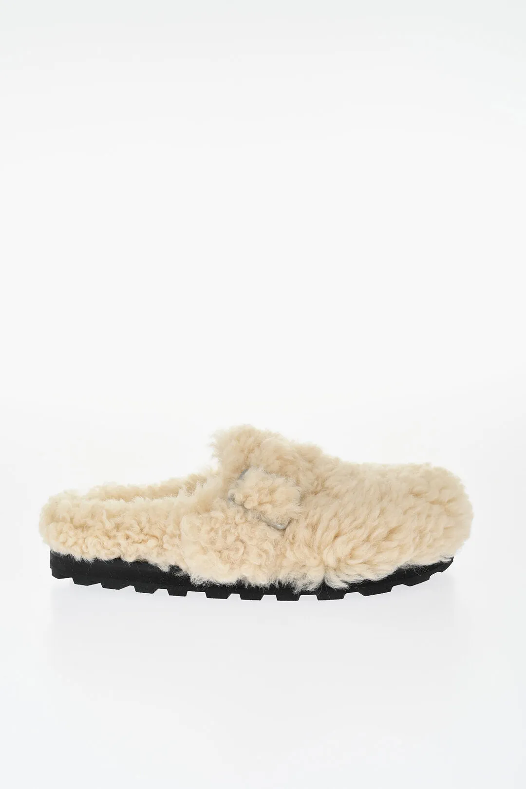 Jil Sander Buckled Curly Shearling Mules
