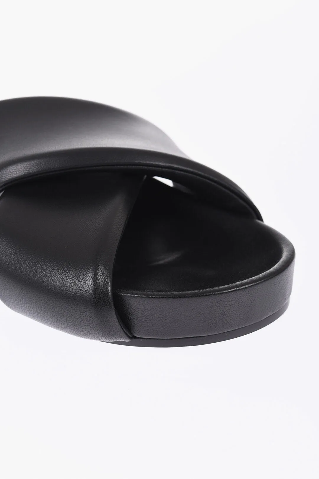 Jil Sander Padded Leather Fusbet Sliders With Criss Cross Design