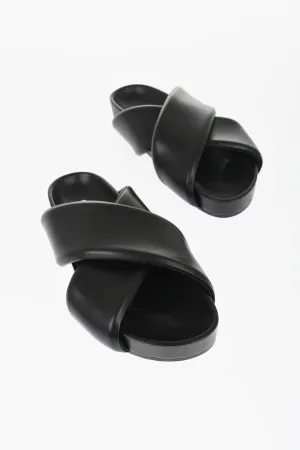 Jil Sander Padded Leather Fusbet Sliders With Criss Cross Design