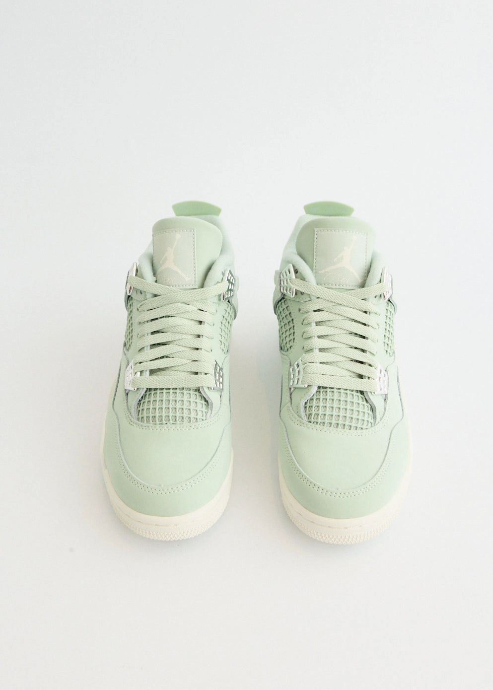 Compact Women's Air Jordan 4 'Seafoam Sail' Sneakers Side Pocket