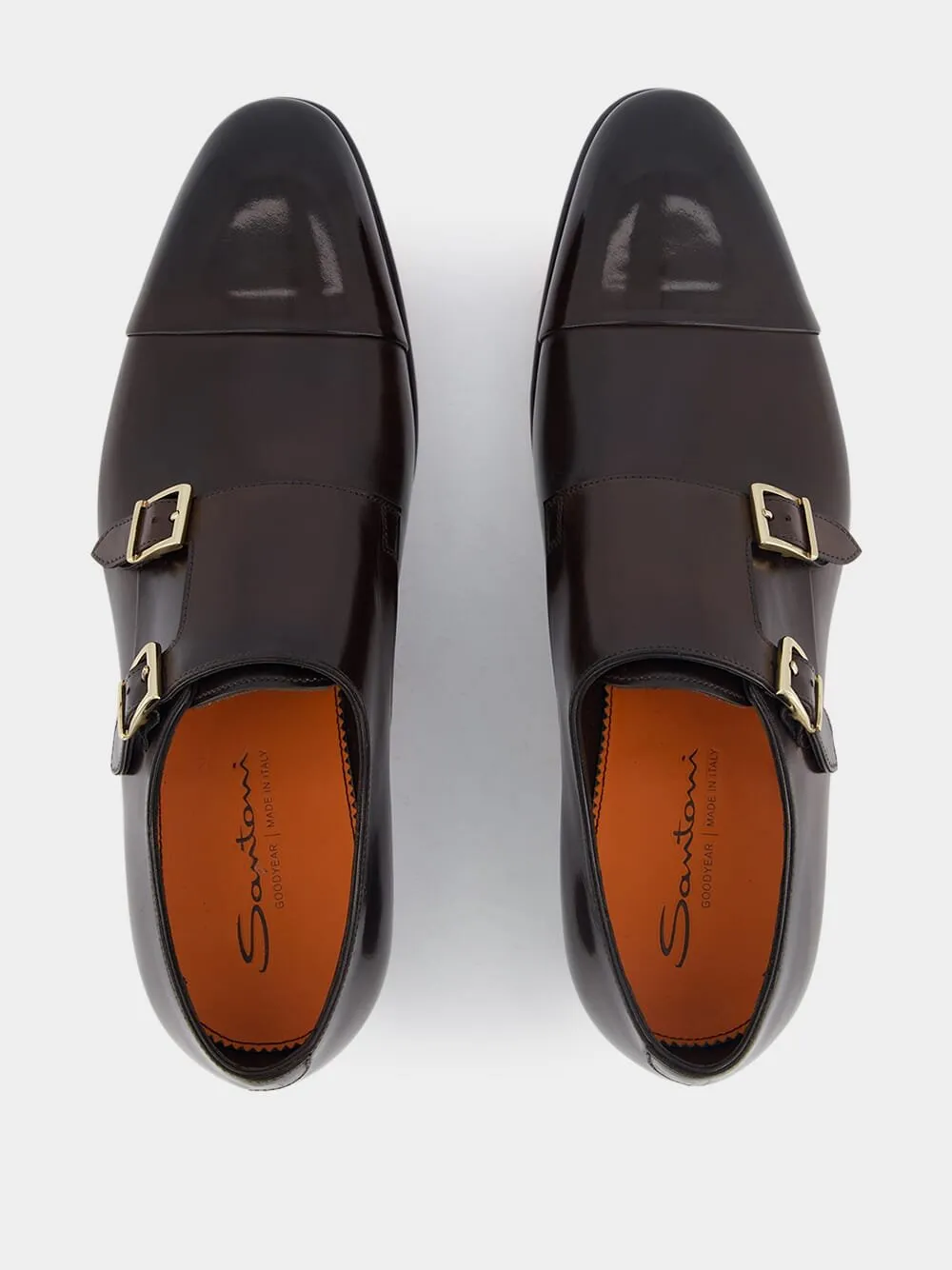 Leather double-buckle shoes