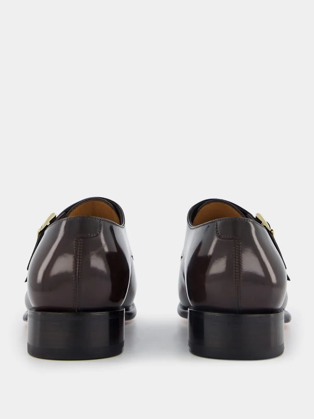 Leather double-buckle shoes