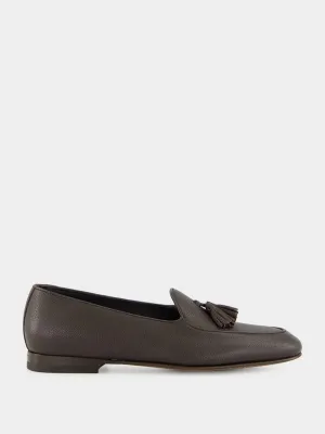 Lennox Dark Brown Leather Tassel Loafers