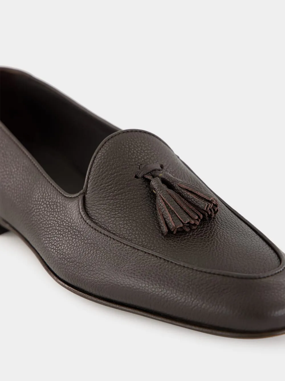 Lennox Dark Brown Leather Tassel Loafers