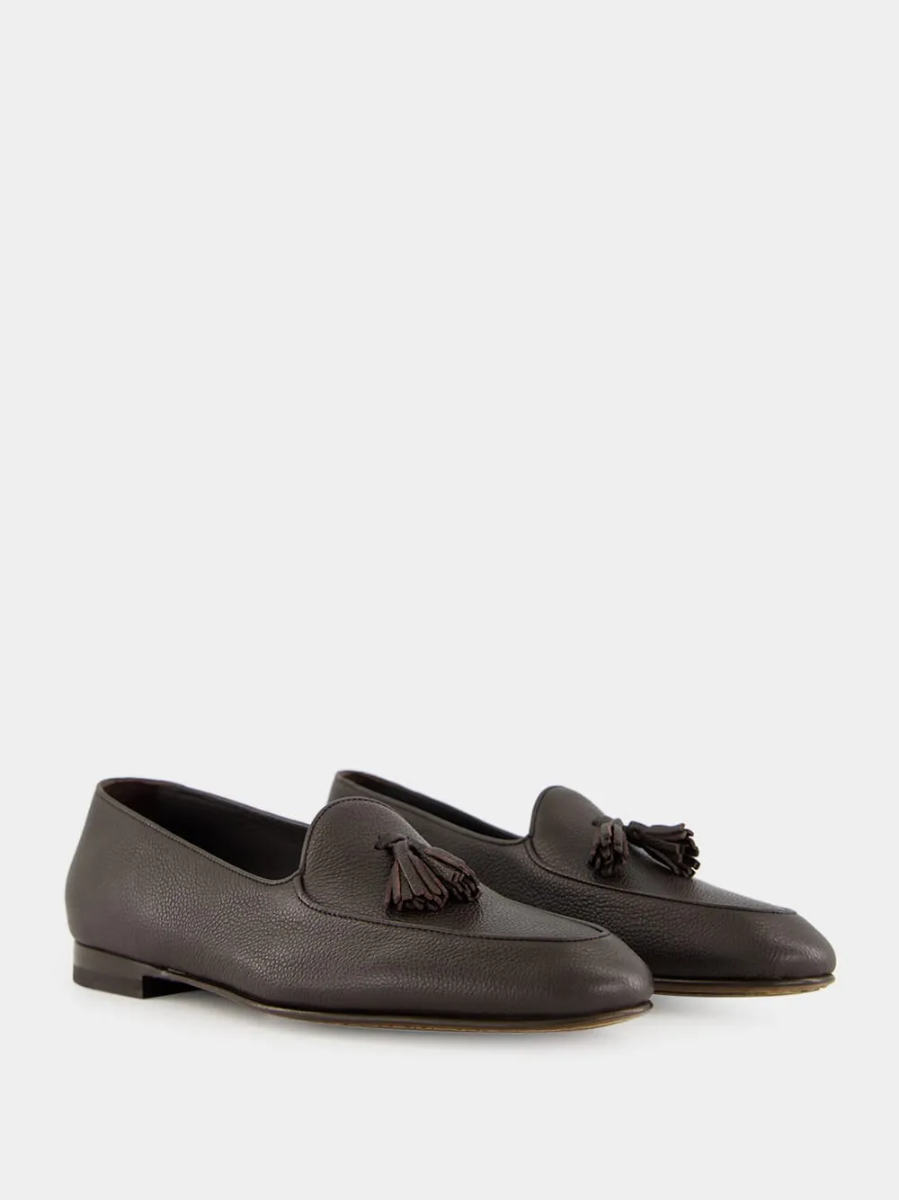 Lennox Dark Brown Leather Tassel Loafers