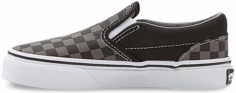 Durable, Fold-Over Flap, Made For The Modern Life Vans Kids Classic Slip-On (Checker) Black/Pewter