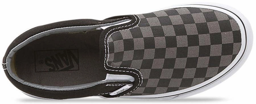 Vans Kids Classic Slip-On (Checker) Black/Pewter Branded