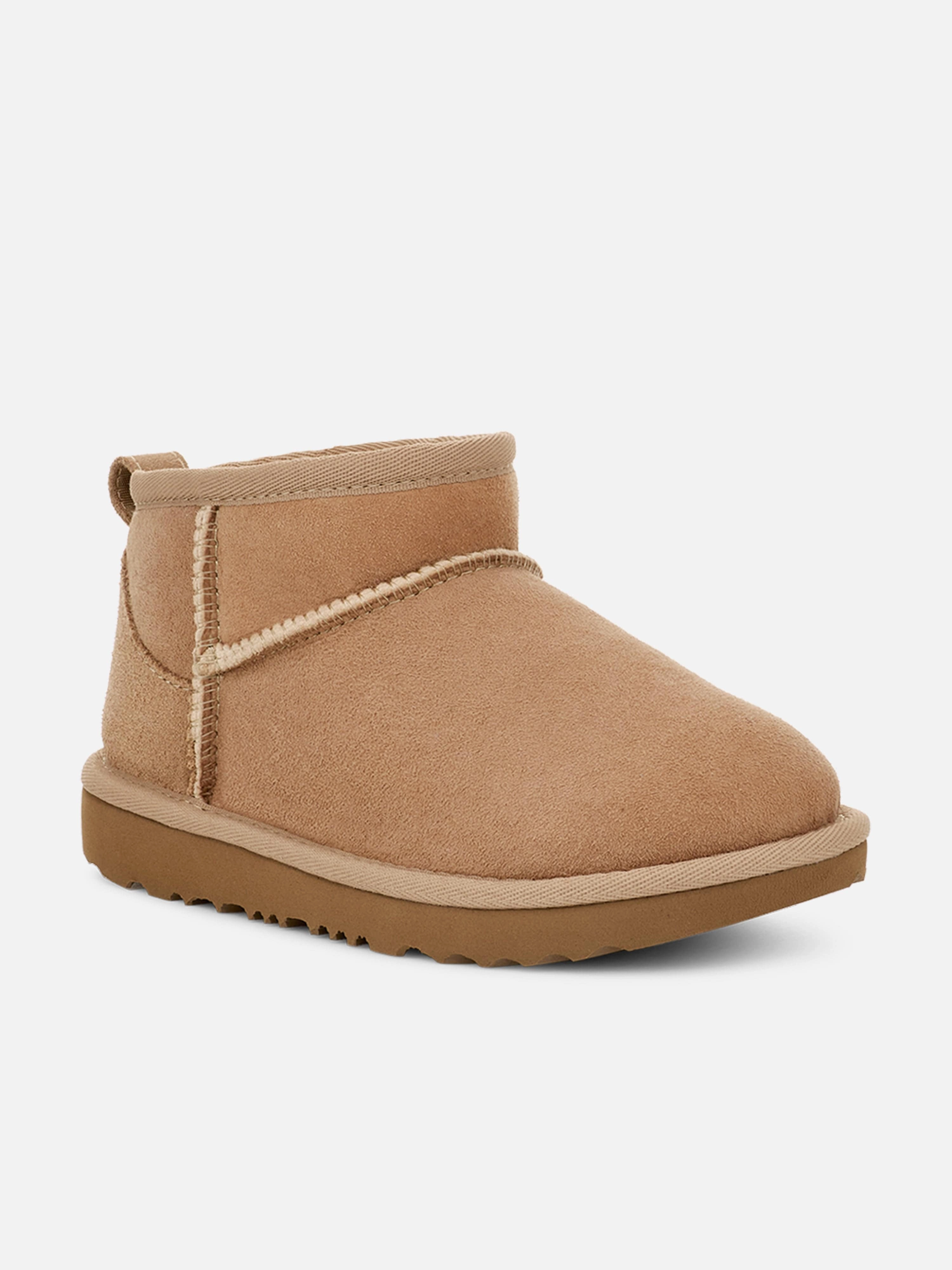 Unlined UGG Kids Classic Ultra Mini Boots in Beige