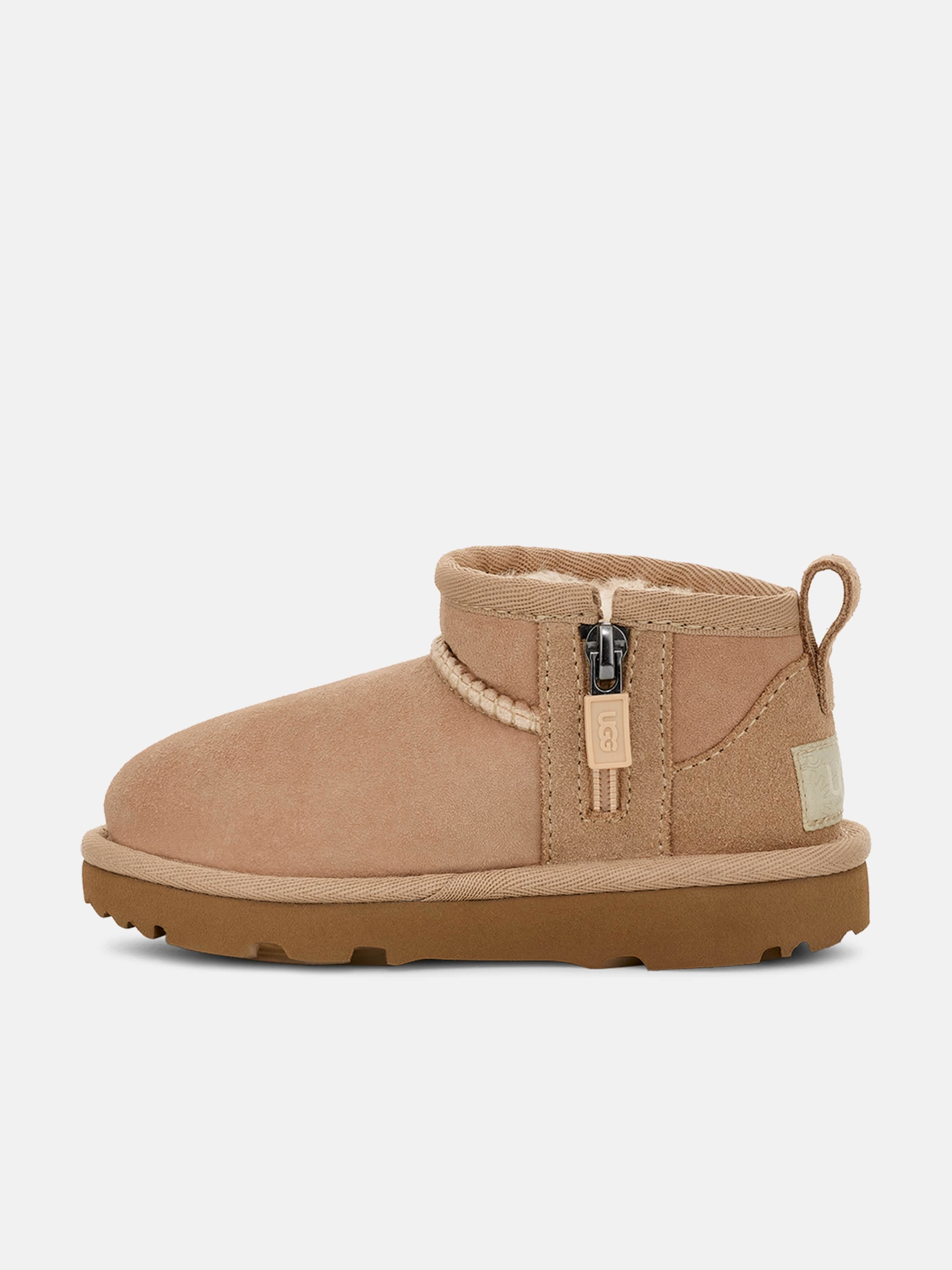 UGG Kids Classic Ultra Mini Boots in Beige Nylon Waterproof Backpack, Trendy, Designed For Movement