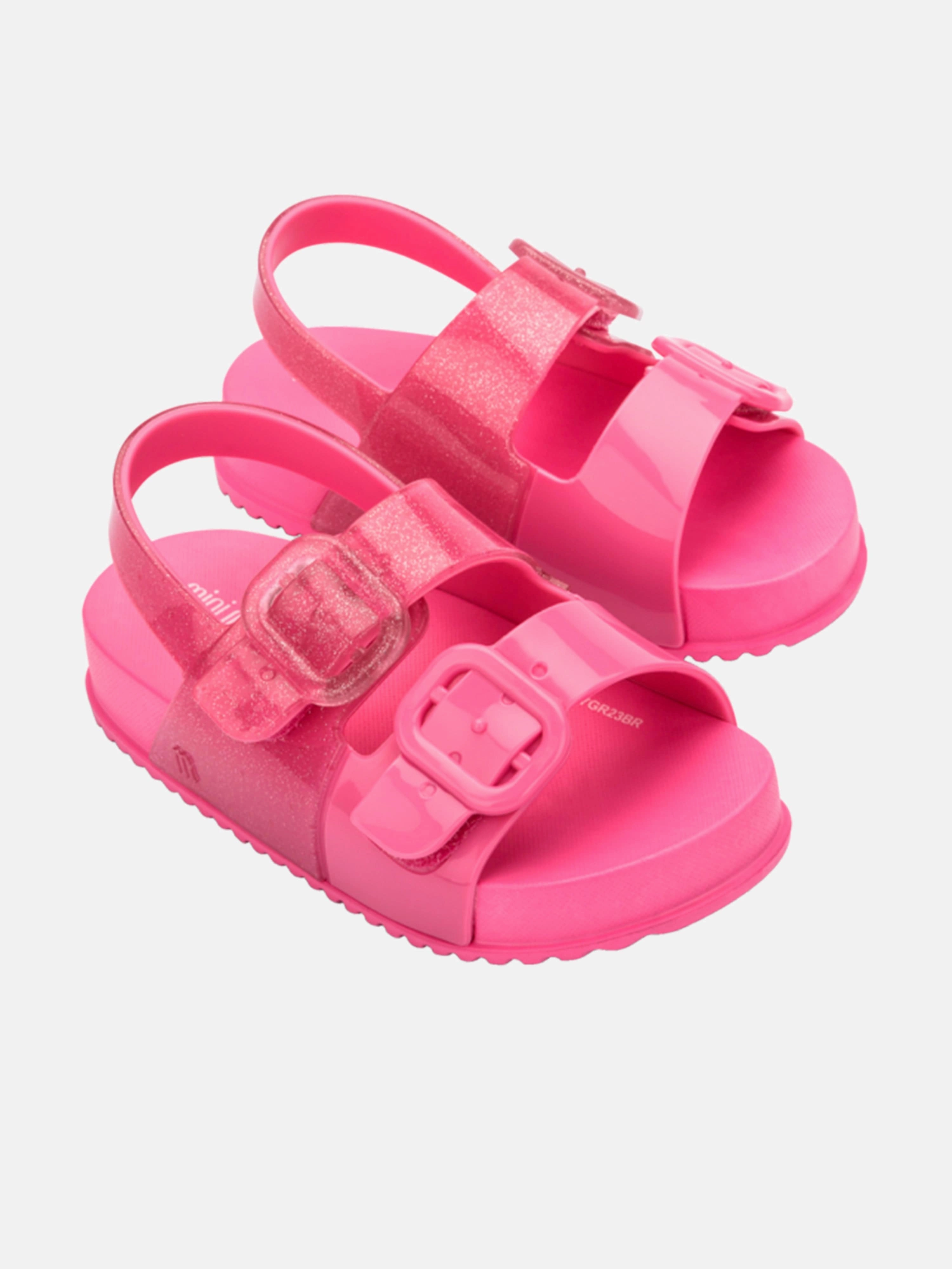 Built To Last Girls Cozy Sandals in Pink Strap Slider