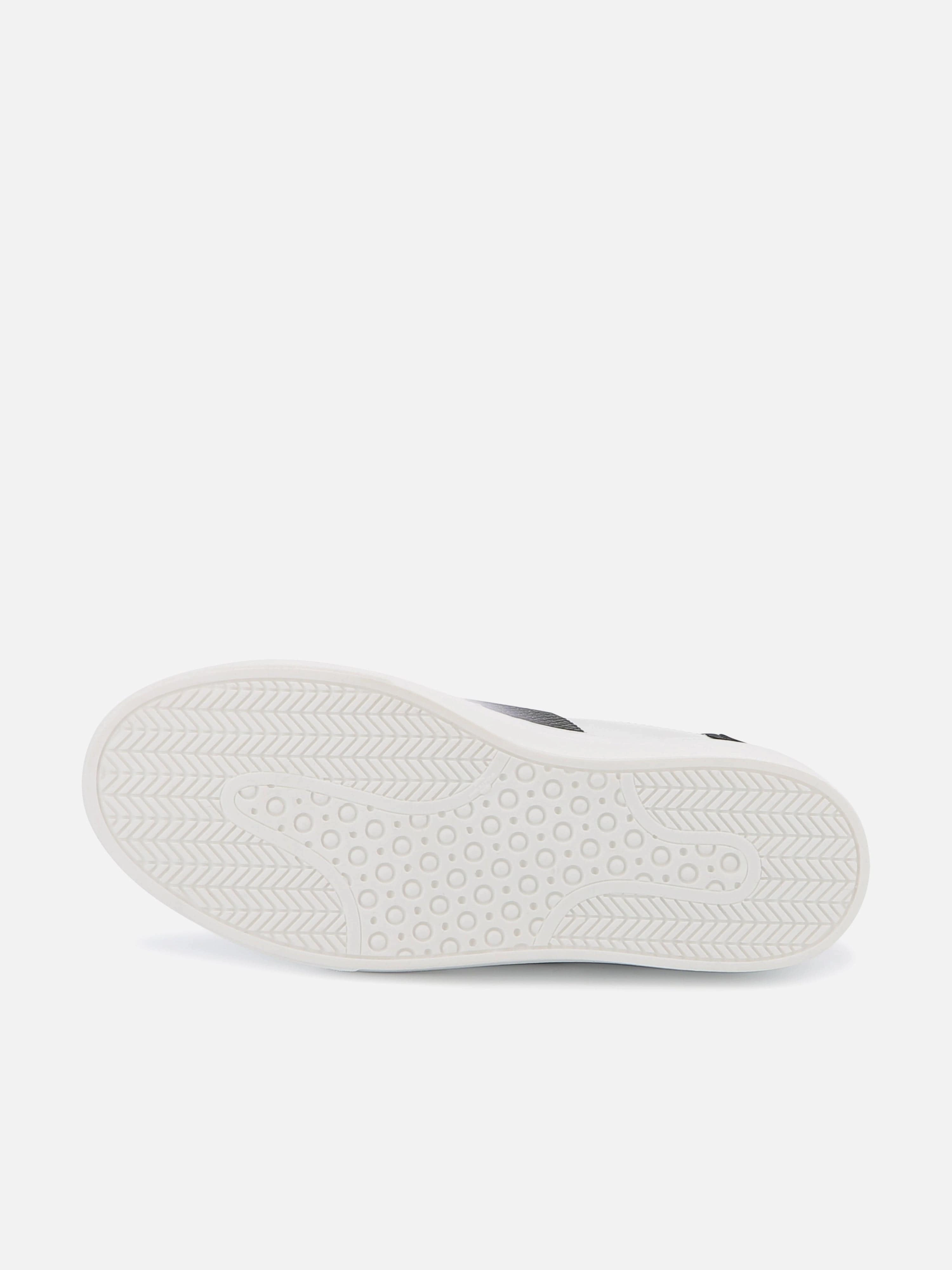 Kids Leather Embroidered Logo Trainers in Black Wear It Anywhere, Minimalist