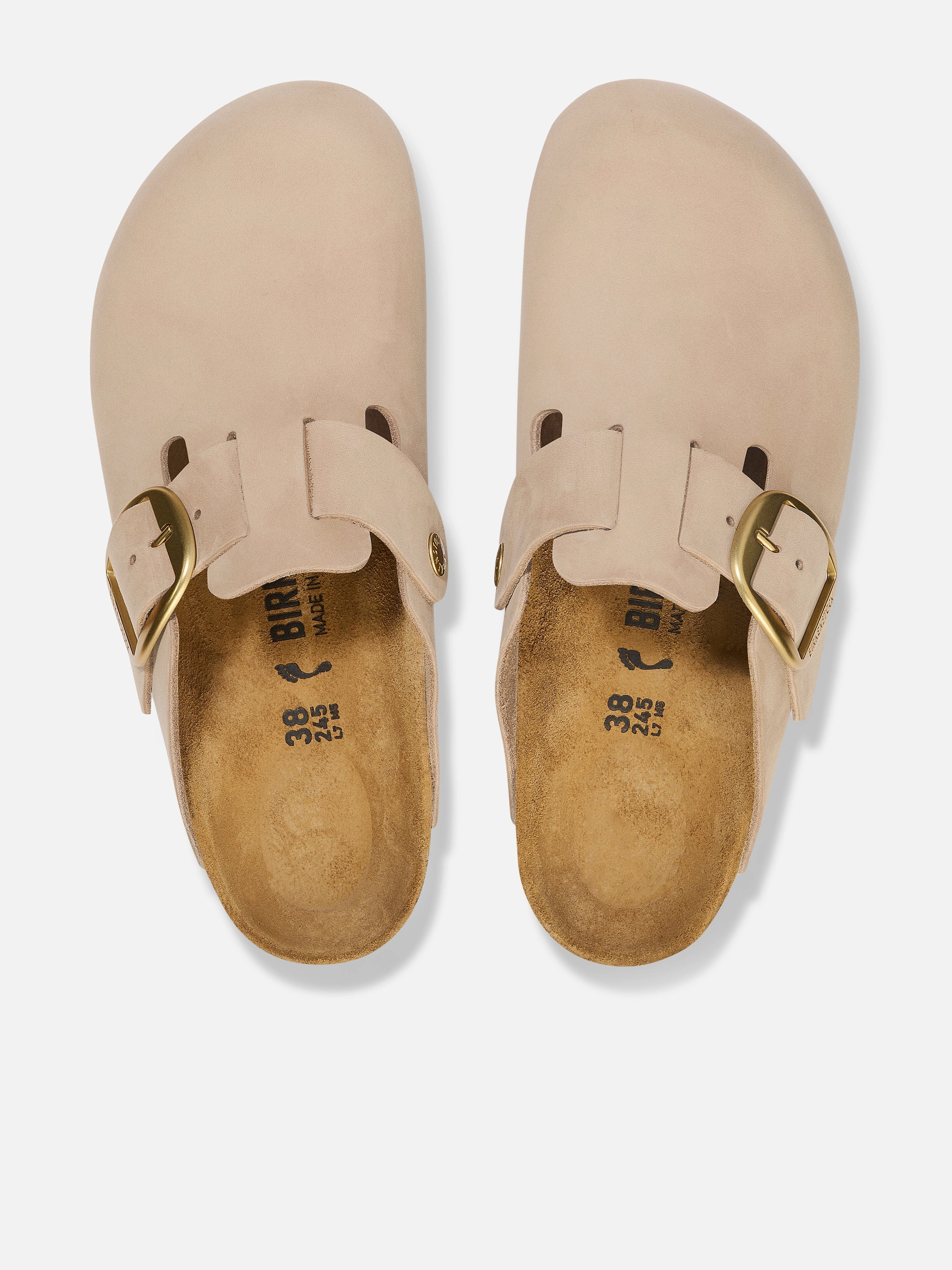 Ultra-Soft Texture BIRKENSTOCK Boston Big Buckle Clogs in Beige High Performance