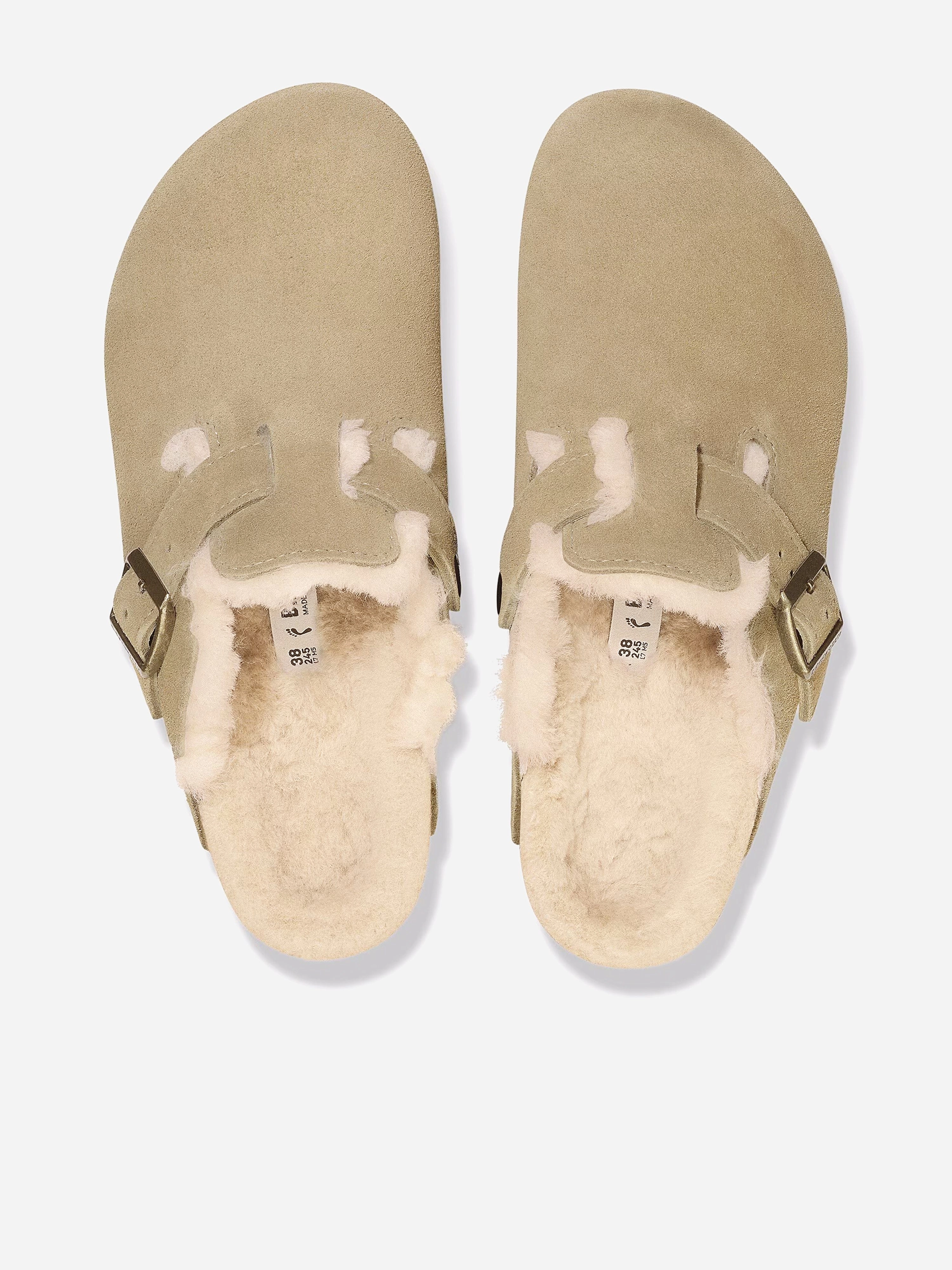 Sleek & Modern, Your Next Favorite BIRKENSTOCK Kids Boston Shearling Suede Clogs in Beige