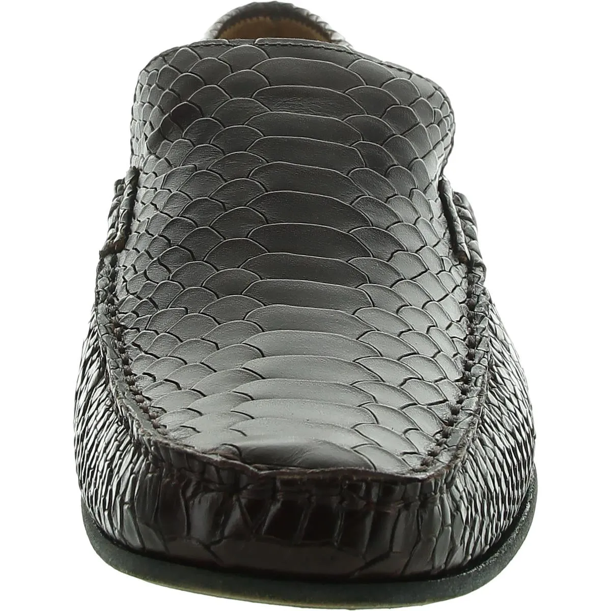 Mens Snake Print Leather Loafers