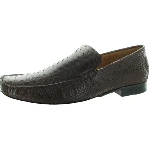 Mens Snake Print Leather Loafers