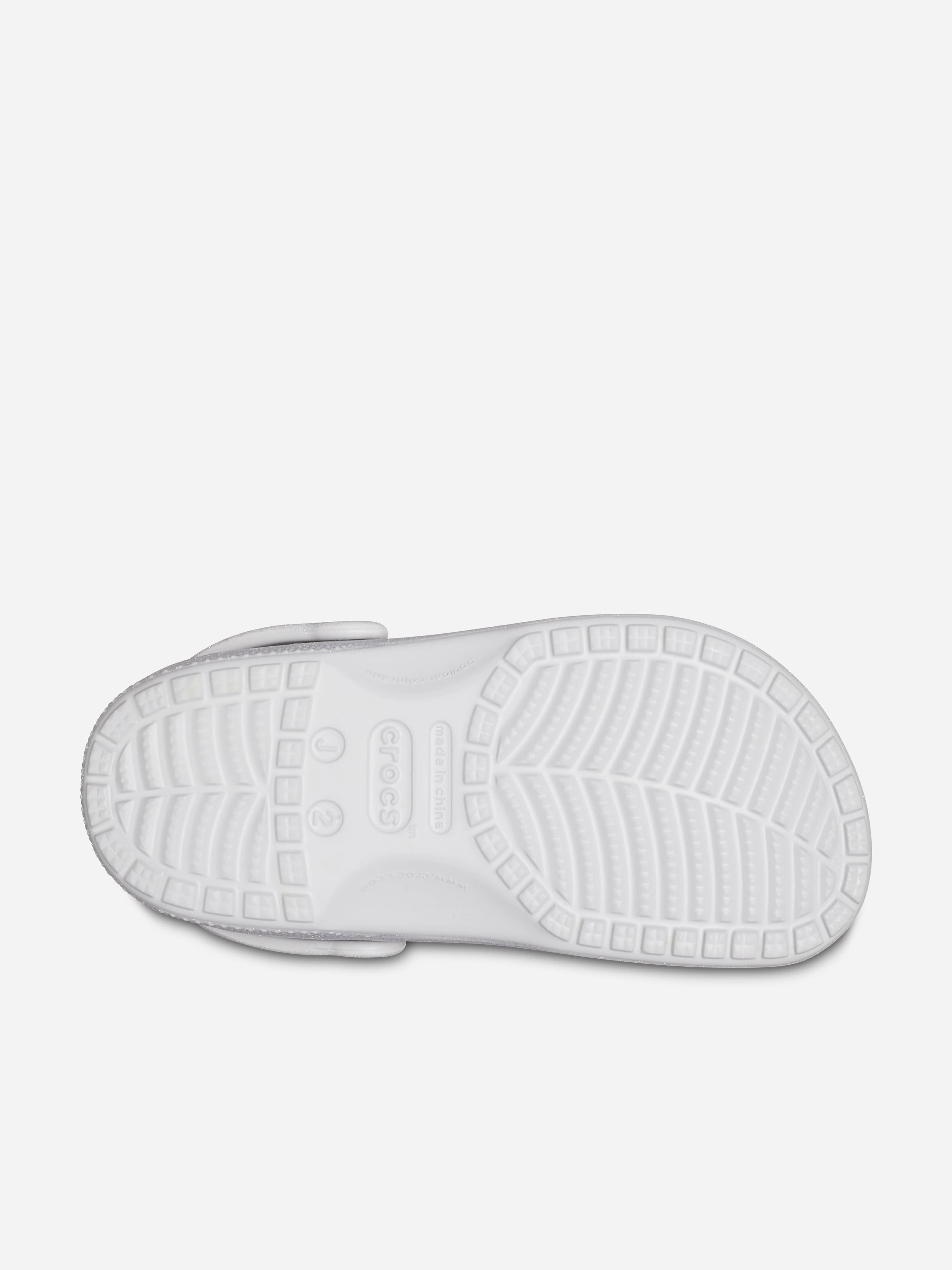Right For You Crocs Girls Classic Glitter Clog in Silver Sleek & Affordable