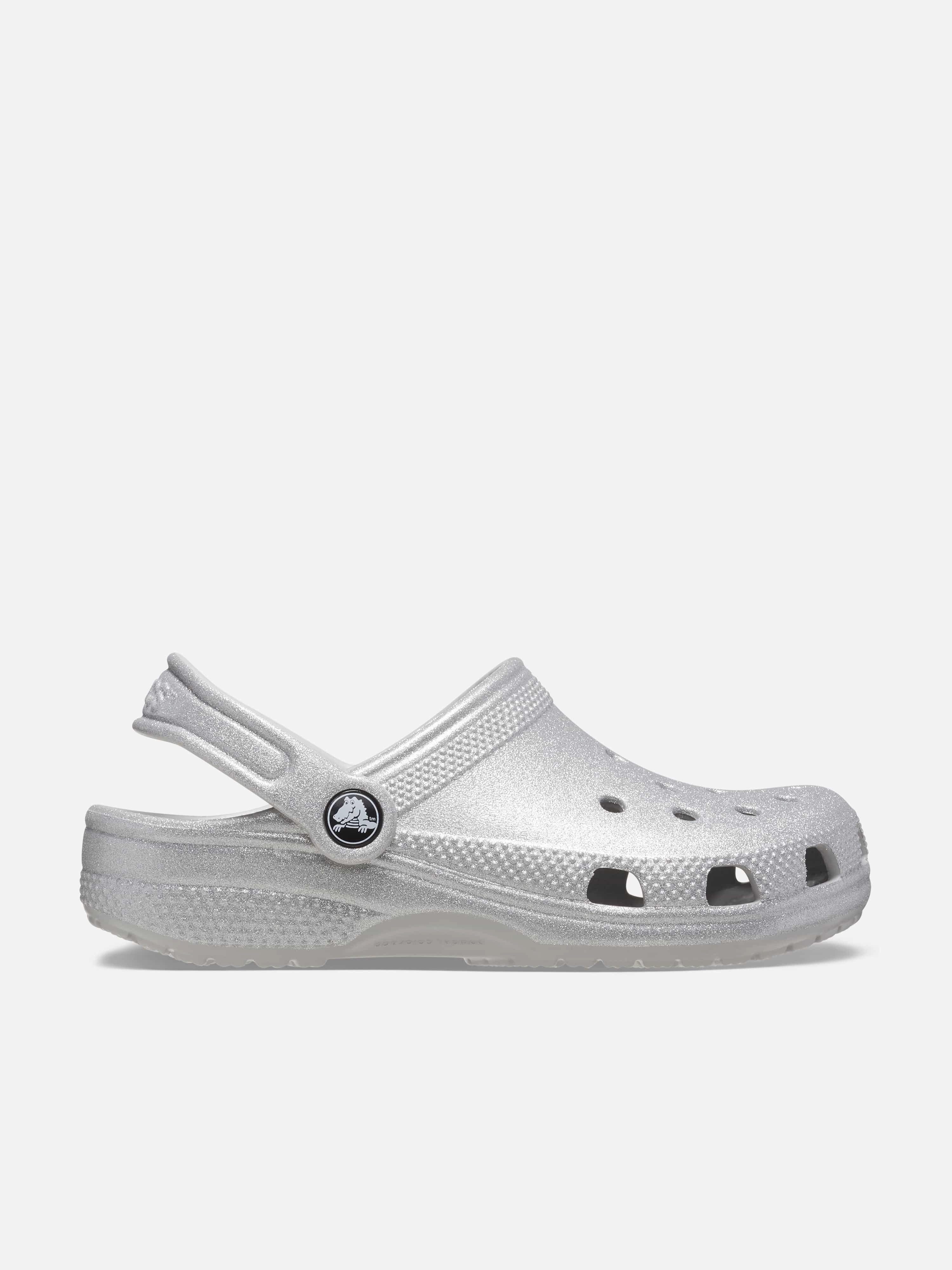 High-End Evening Clutch Purse Metallic Crocs Girls Classic Glitter Clog in Silver Autumn special Save More Today