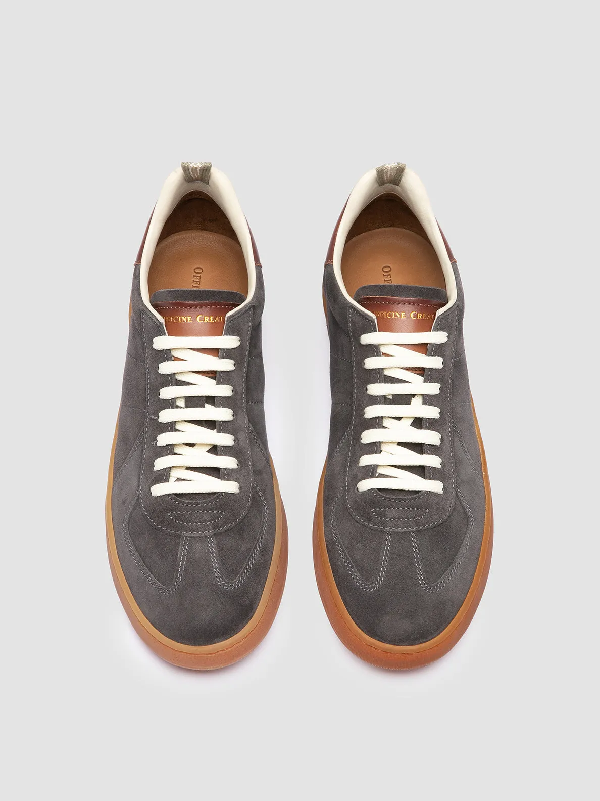 MILITIA 002 - Grey Suede and Leather Low Top Sneakers
