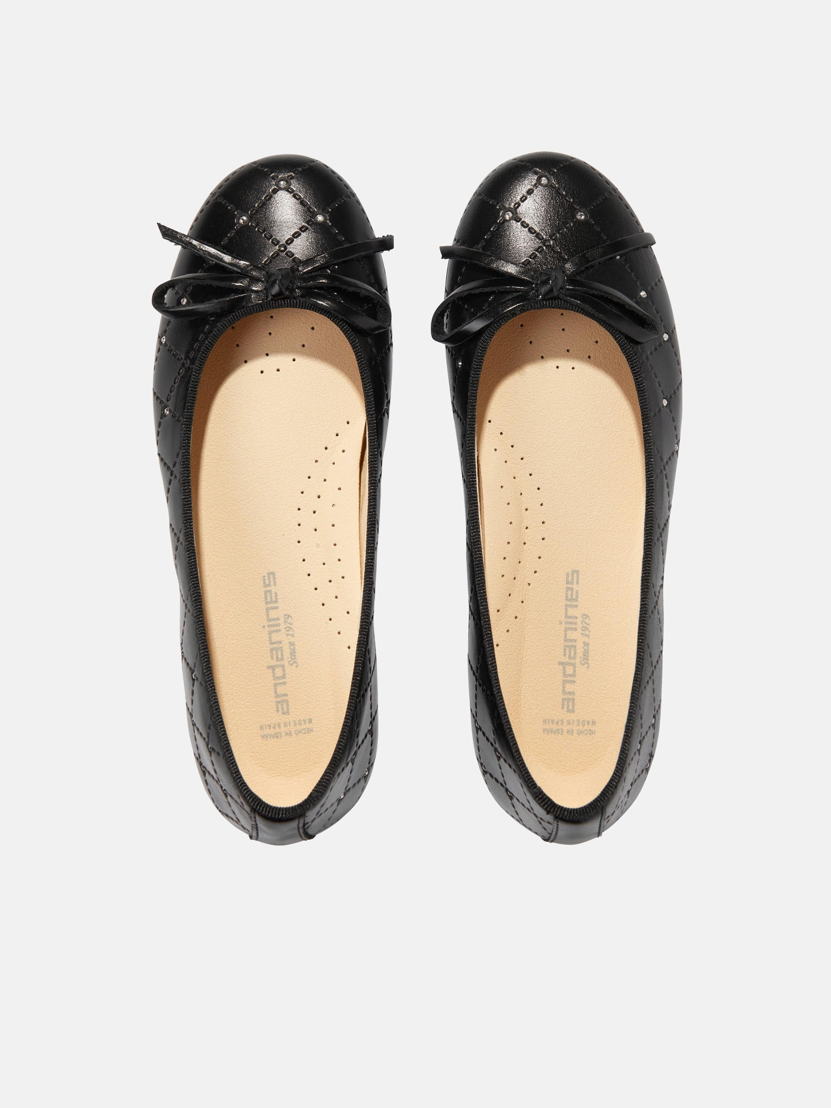 Andanines Girls Leather Ballerinas in Black Tote Bag With Laptop Compartment