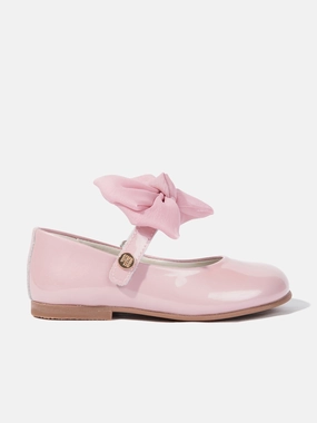 Classic Aesthetic Minimalist Andanines Girls Patent Leather Bow Shoes in Pink Best-Rated Item Chain Strap