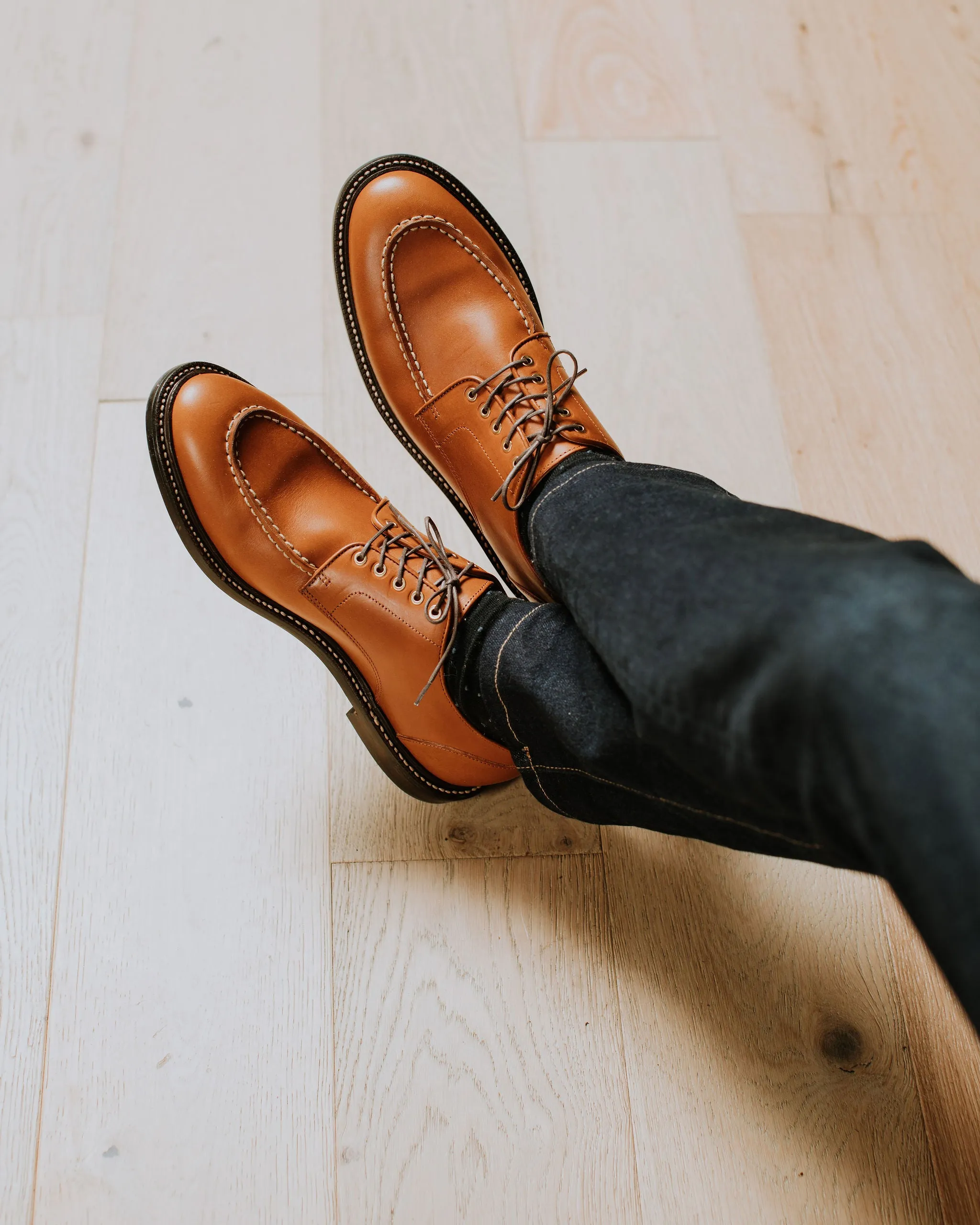 Moc Toe Derby Saddle Tan