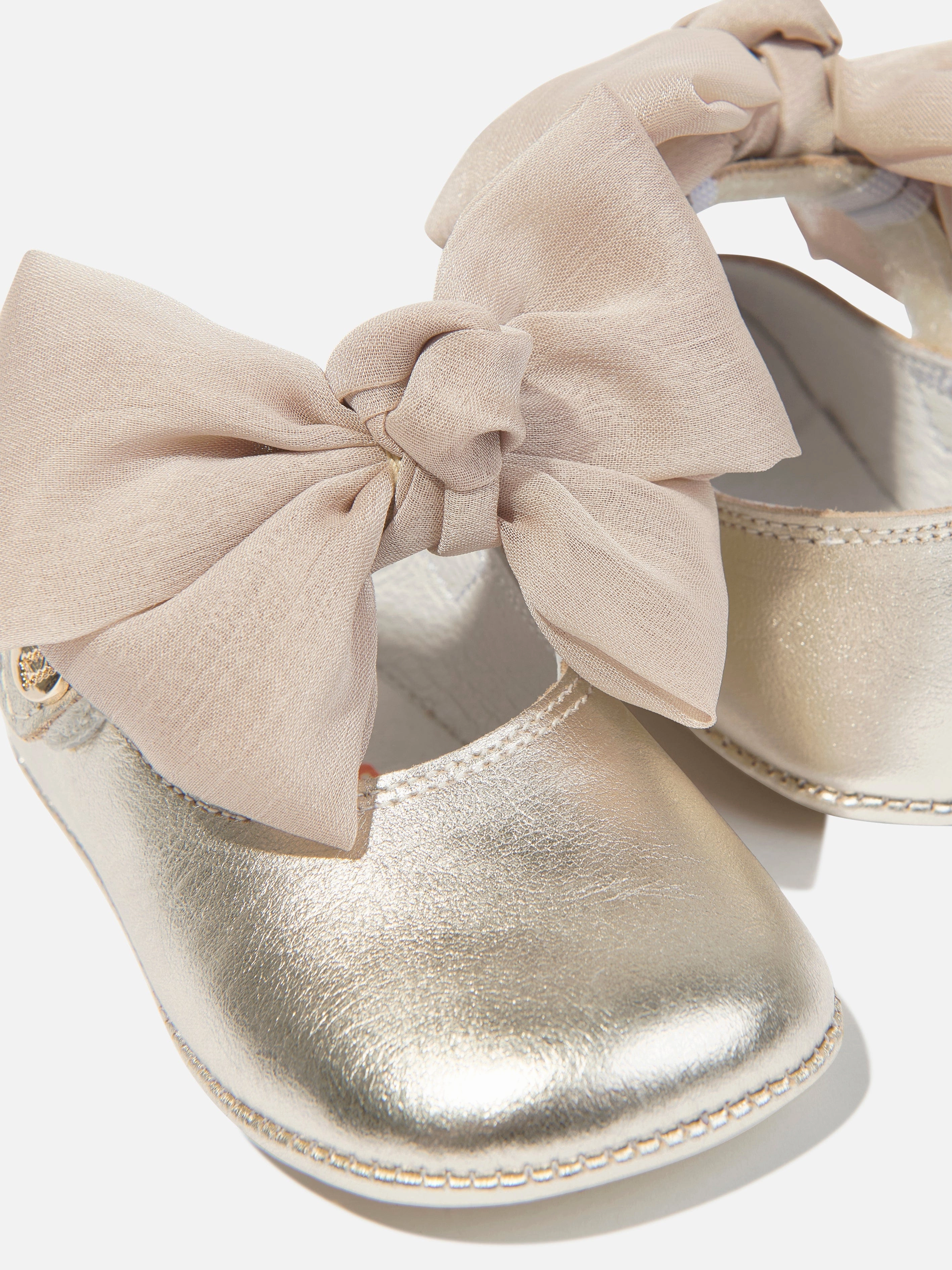 Classic Leather Briefcase Andanines Baby Girls Leather Bow Shoes in Gold Minimalist Design
