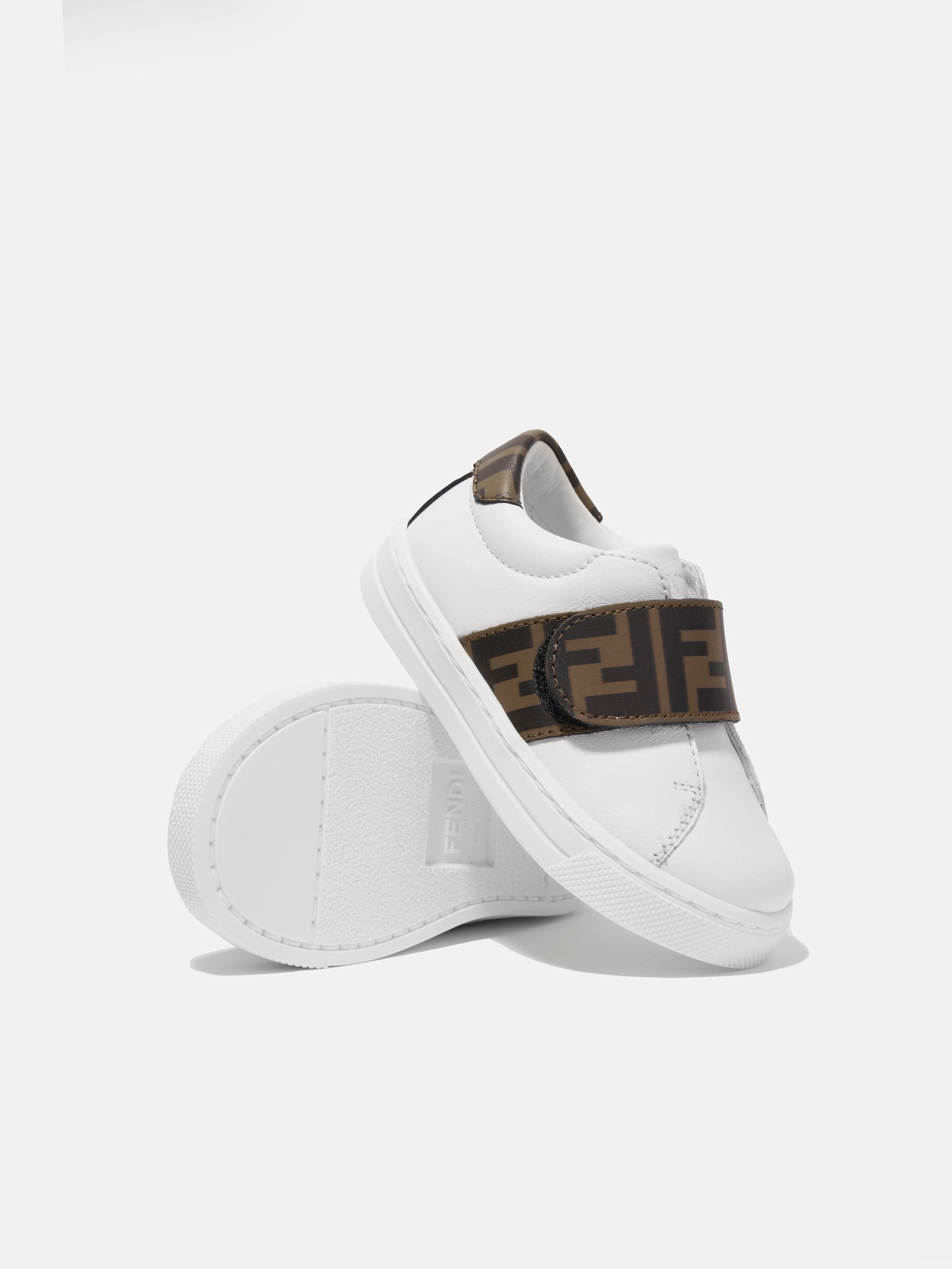 Minimalist Design Fendi Kids Leather Logo Trainers in White WomenS Leather Tote Bag