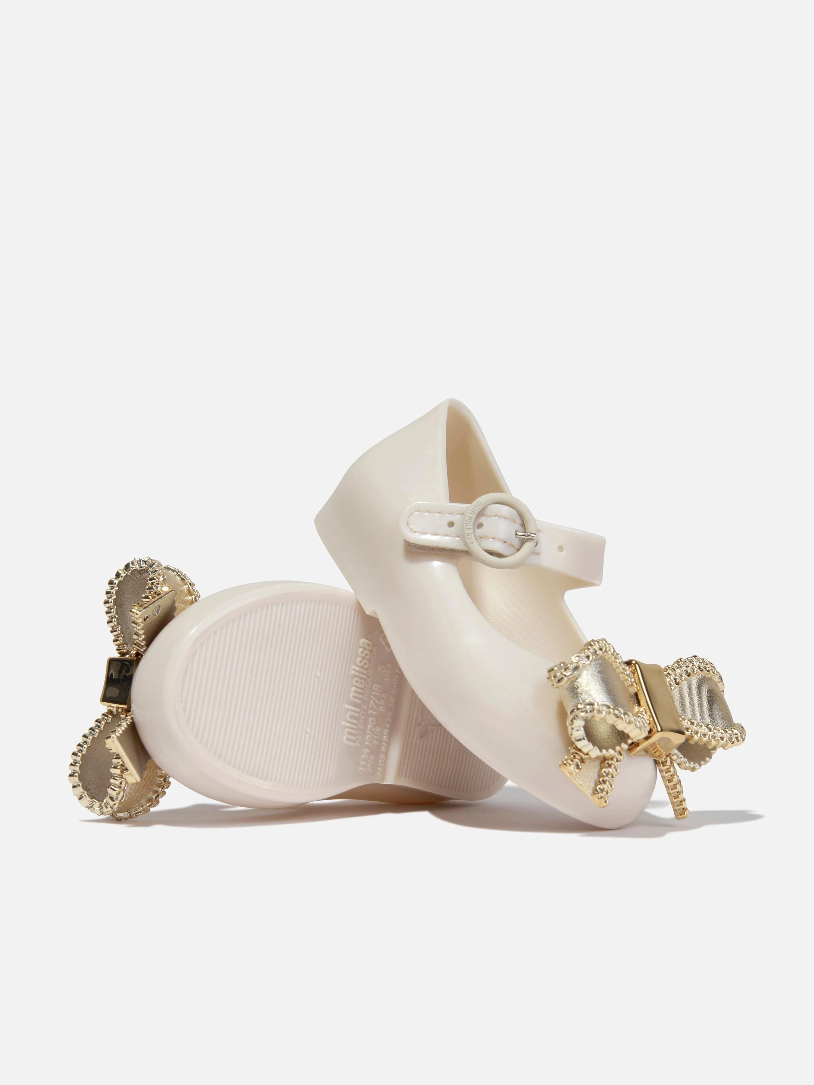 Vintage Mini Melissa Girls Mini Sweet Love Bow Jelly Ballerinas in Beige Worry-Free Wear