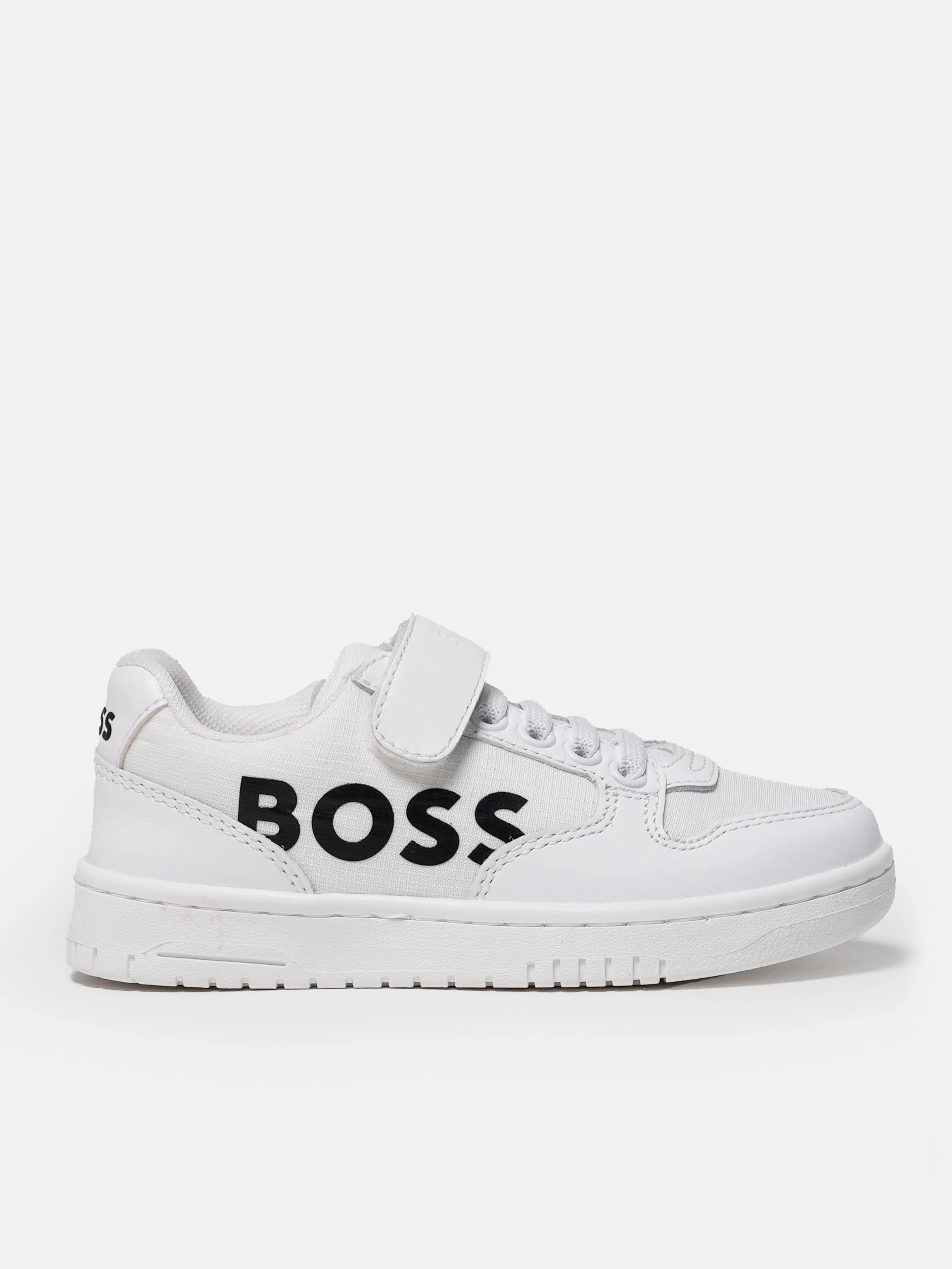 Narrow width offer BOSS Boys Logo Trainers in White Full discount activities Designed For Everyday Use