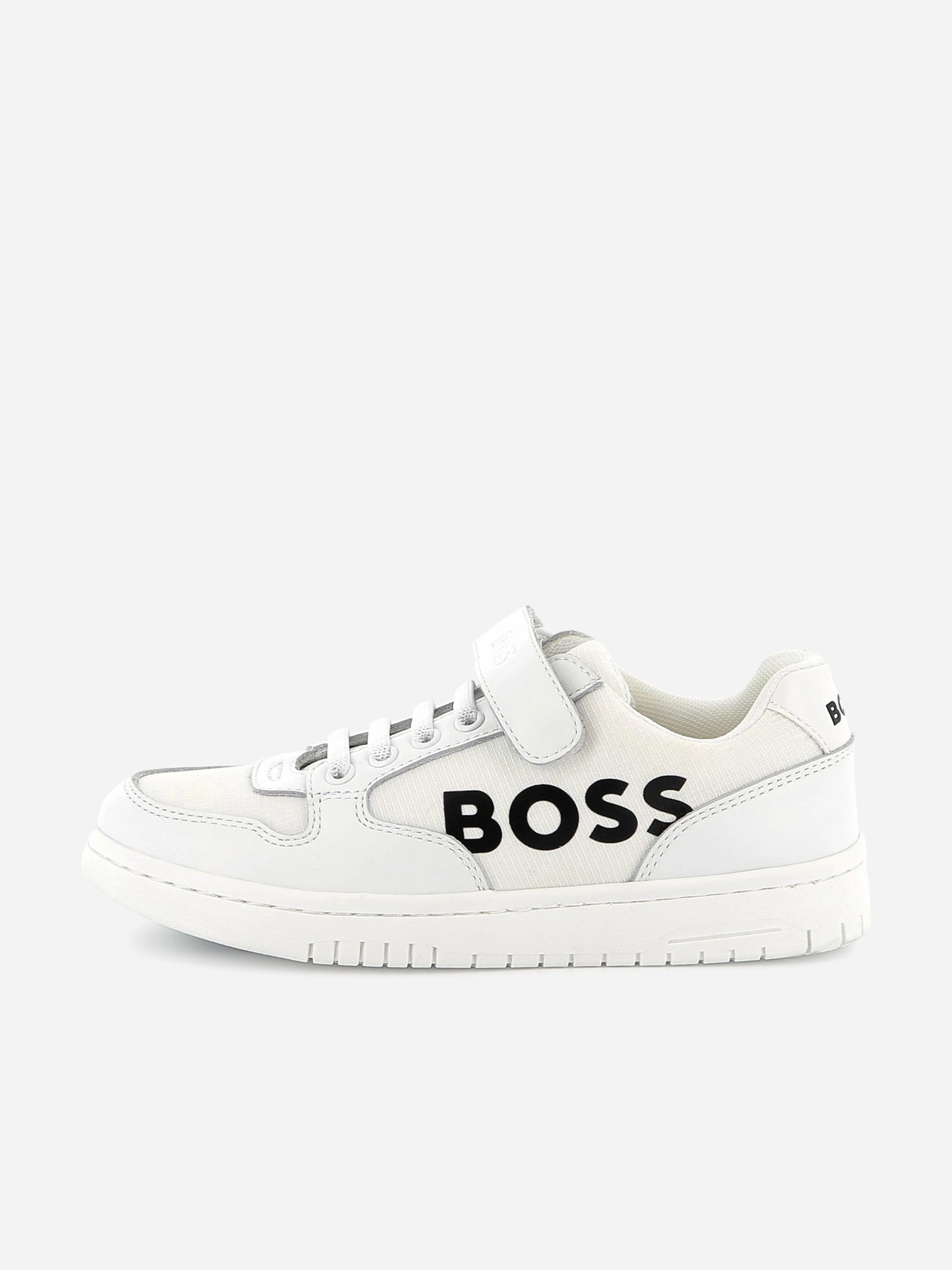 Vegan Leather Shoulder Bag, Stay Comfortable All Day, Everyday BOSS Boys Logo Trainers in White