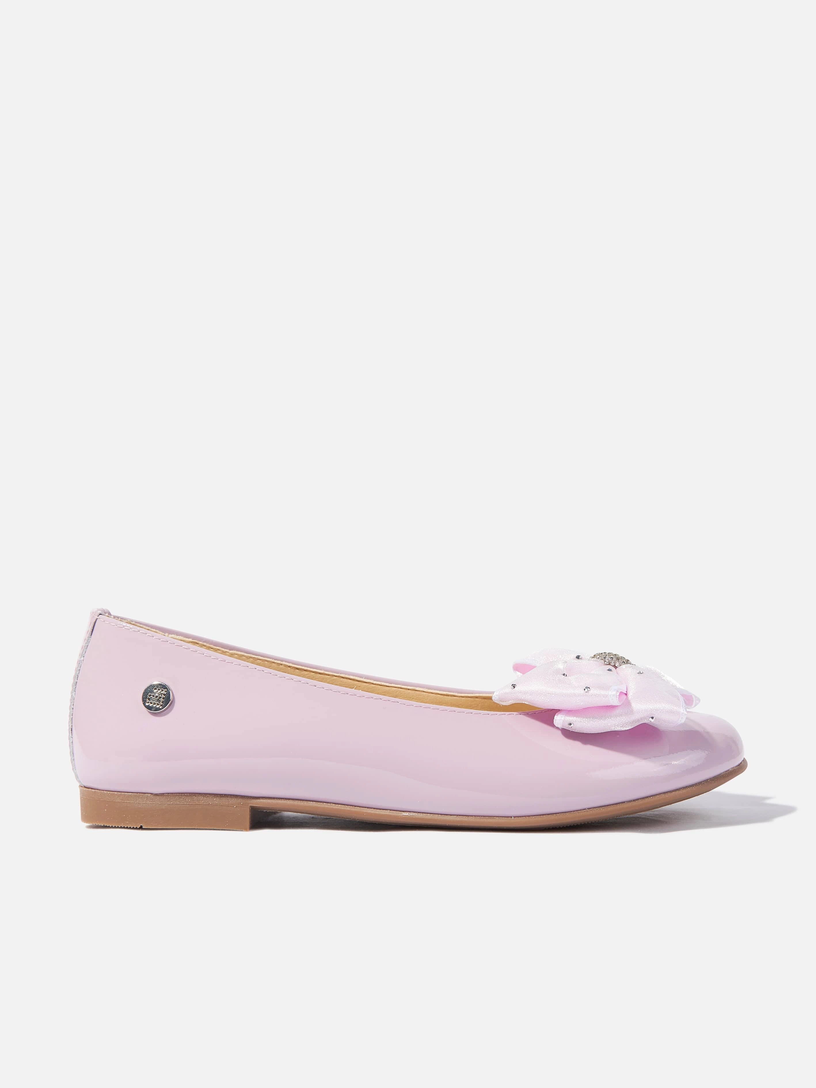 Your Daily Essential Nearly Out of Stock Andanines Girls Patent Leather Bow Ballerinas in Purple Top-Quality