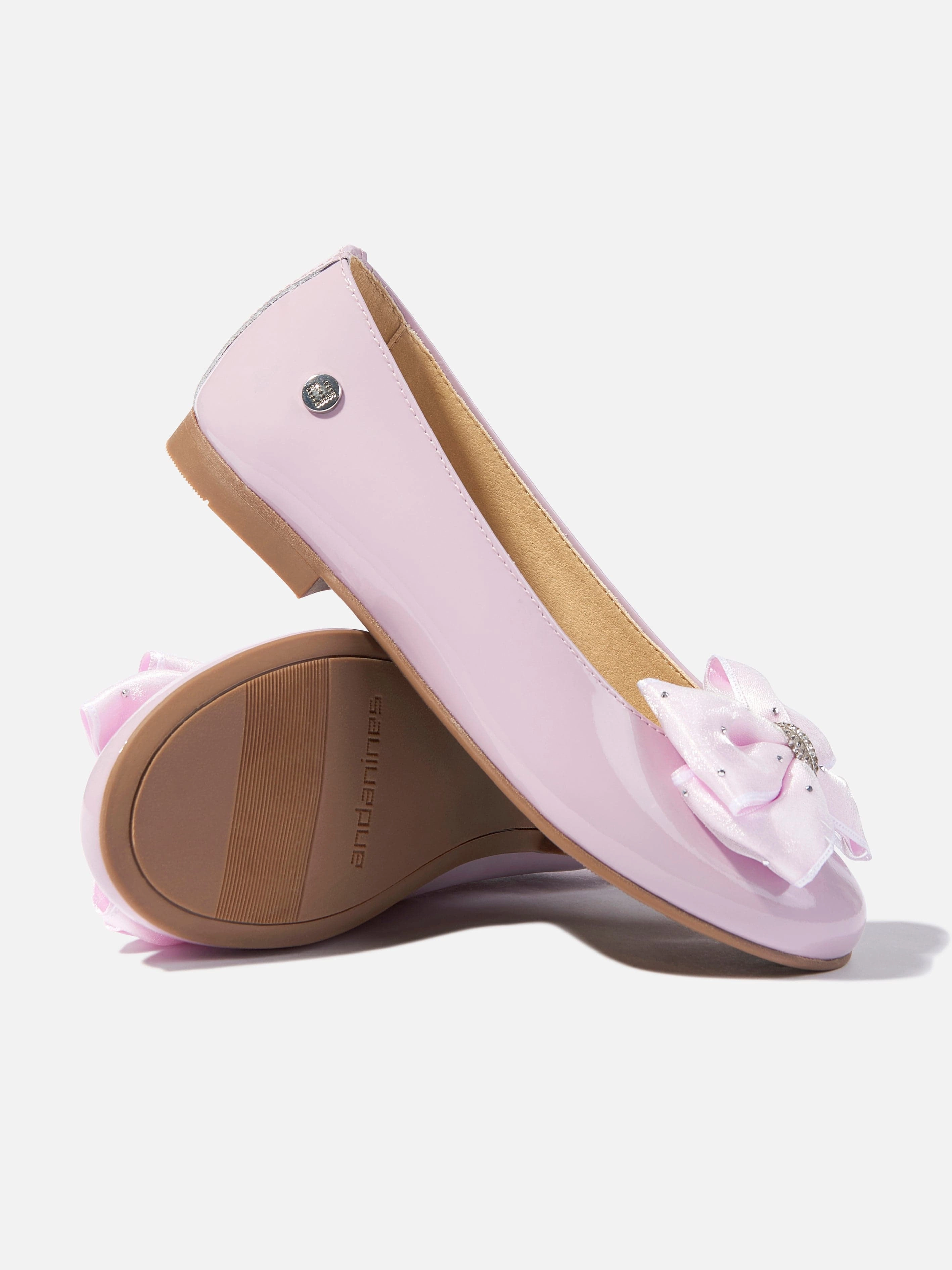 Your Daily Essential, Buy What You Love, Classic Andanines Girls Patent Leather Bow Ballerinas in Purple