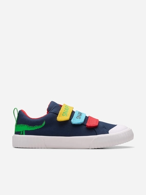 New product launch Clarks Kids RD Foxing Ace Trainers in Navy Casual Top Handle, Mesh