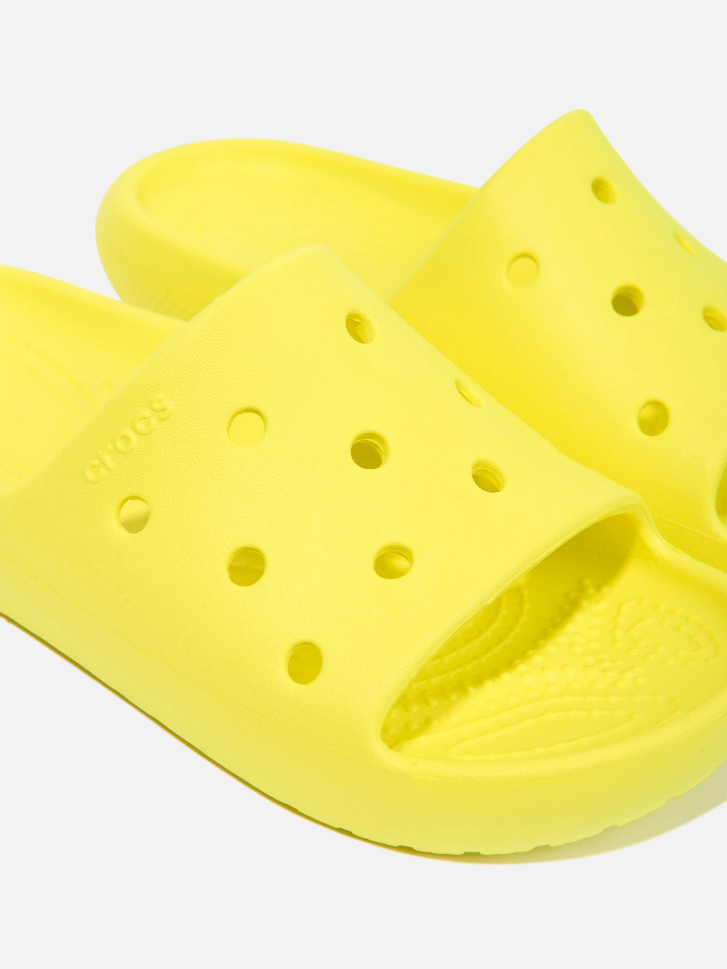 Canvas Crocs Kids Classic Slide in Yellow