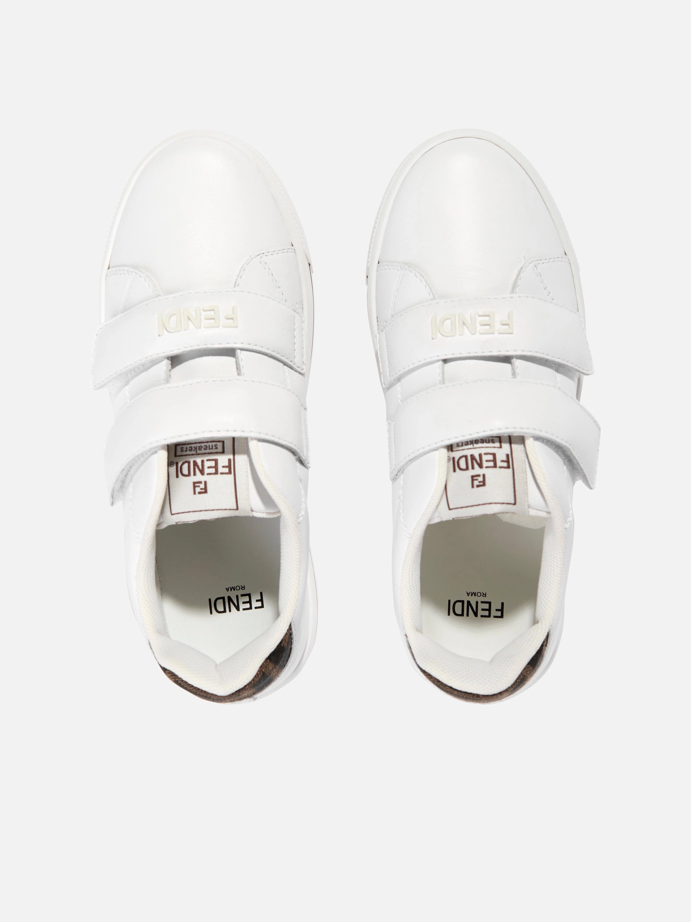 Retro Kids Leather Velcro Strap Trainers in White Built For The Wild
