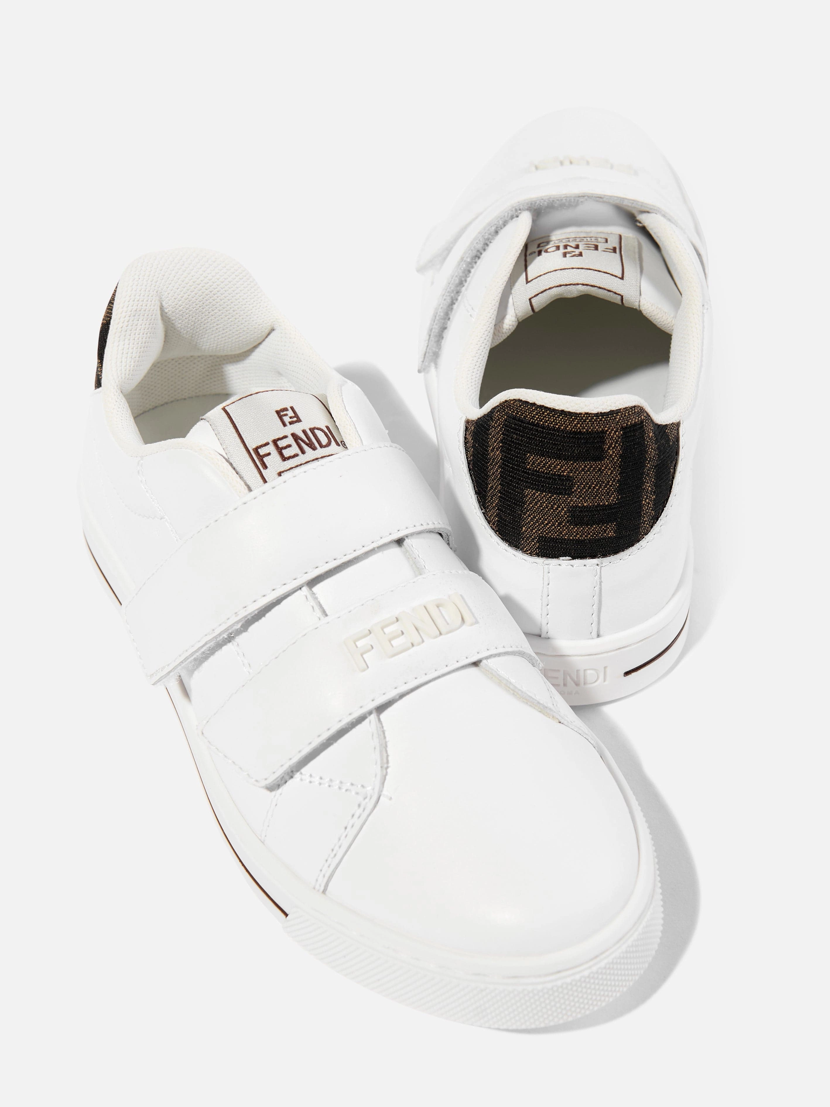 Suede Crossbody Purse Kids Leather Velcro Strap Trainers in White