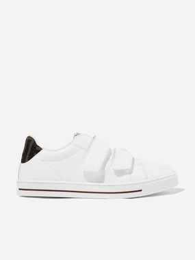 Pack It And Go, Sleek & Affordable, Sustainable New product tasting Kids Leather Velcro Strap Trainers in White Invite-only offer