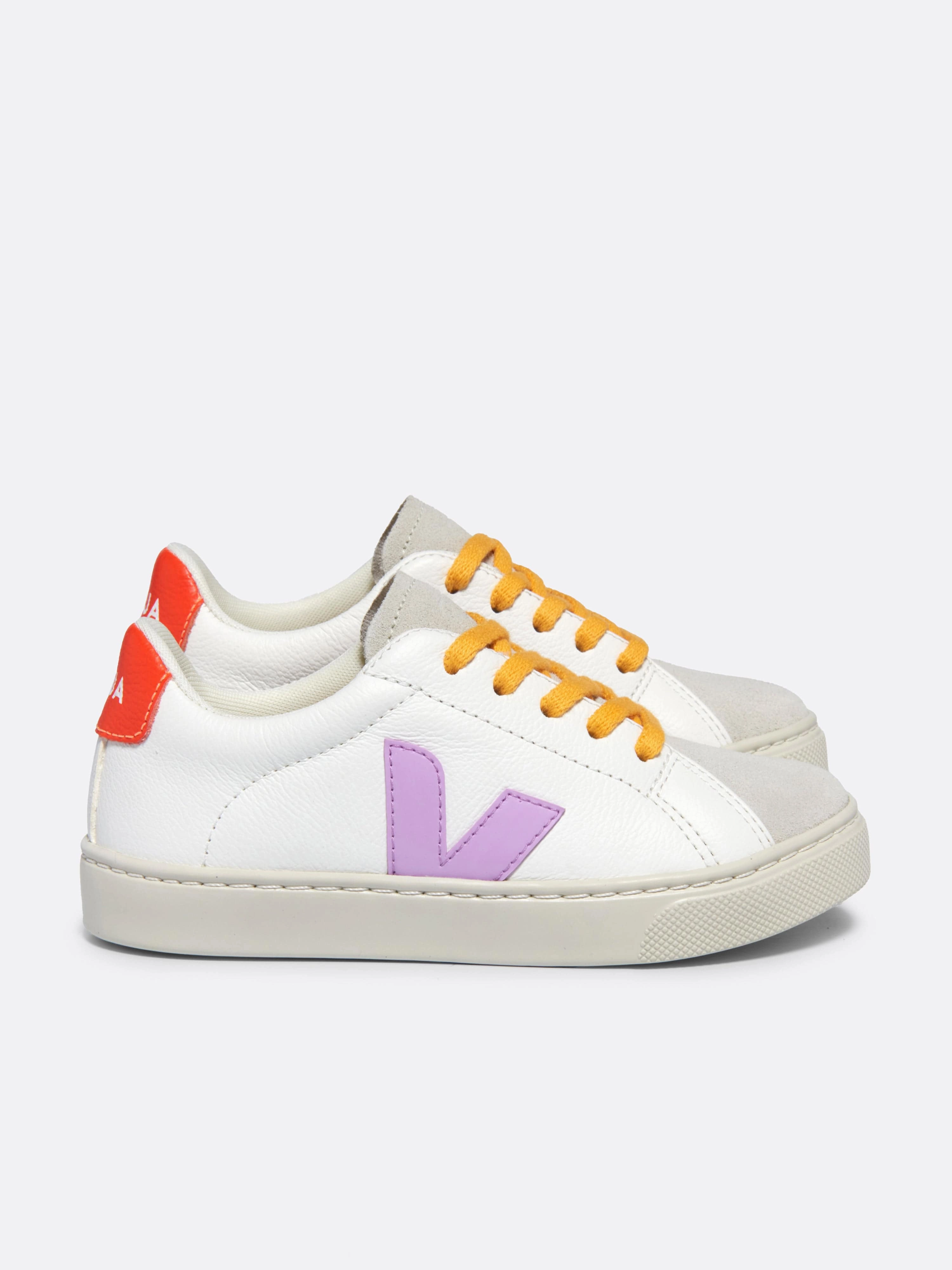 Veja Kids Laces Leather Esplar Trainers in White Get Ready To Impress