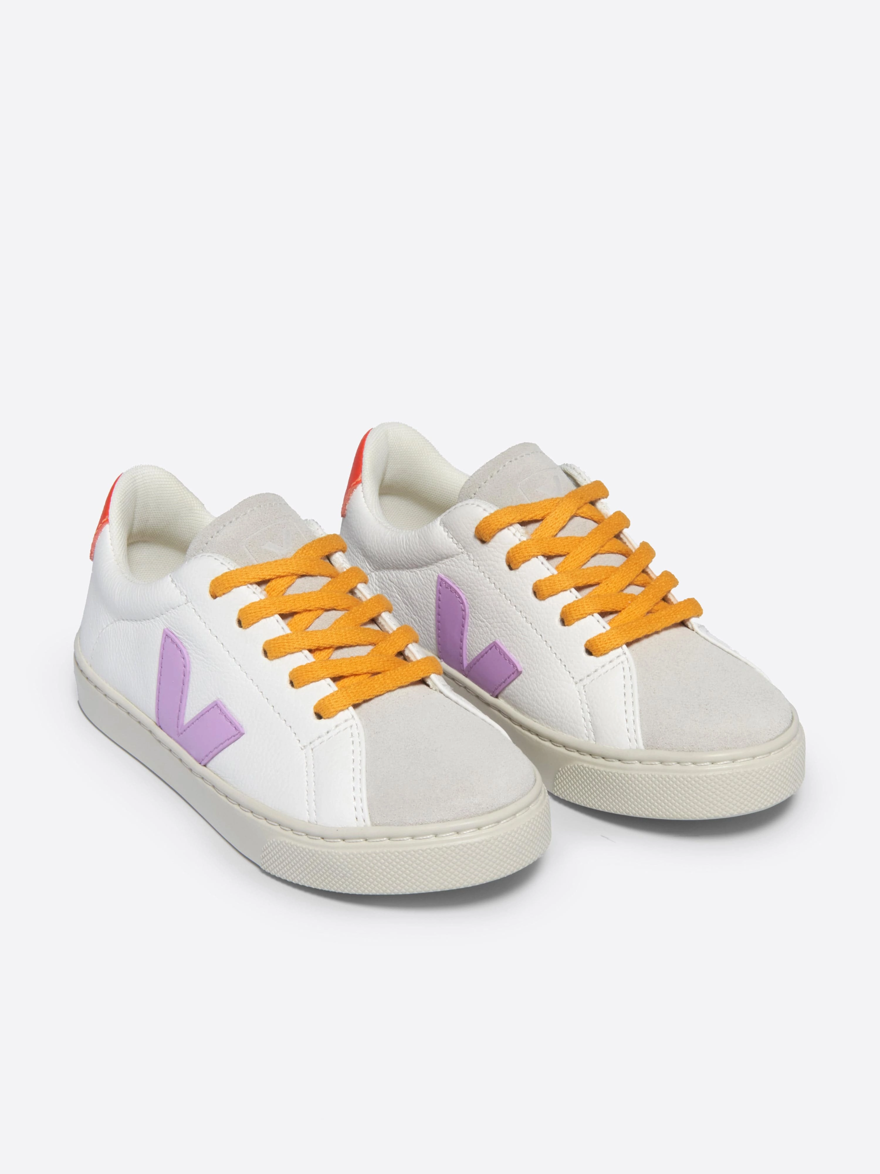 Right For You Veja Kids Laces Leather Esplar Trainers in White