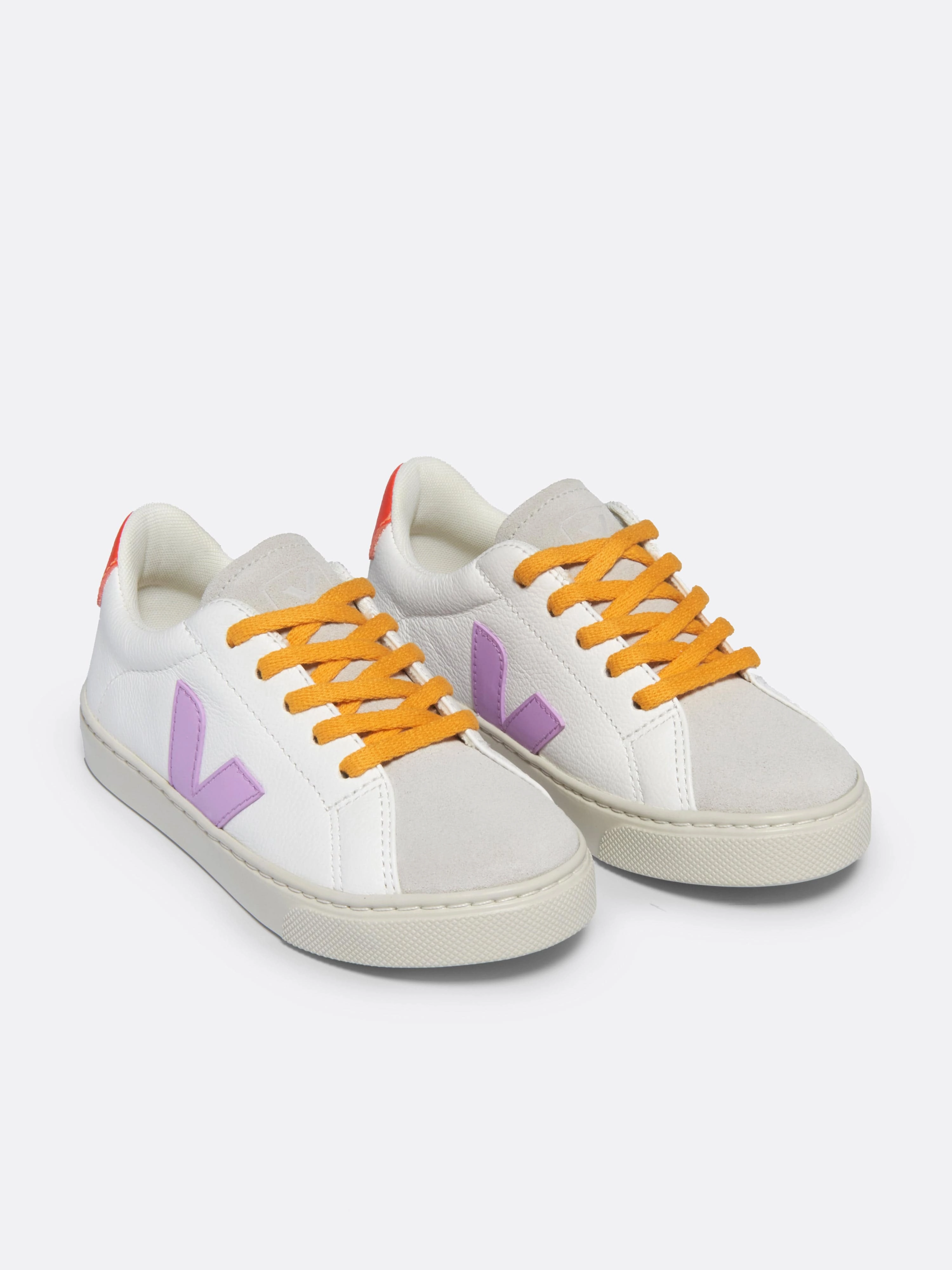Veja Kids Laces Leather Esplar Trainers in White Leather, Experience The Best