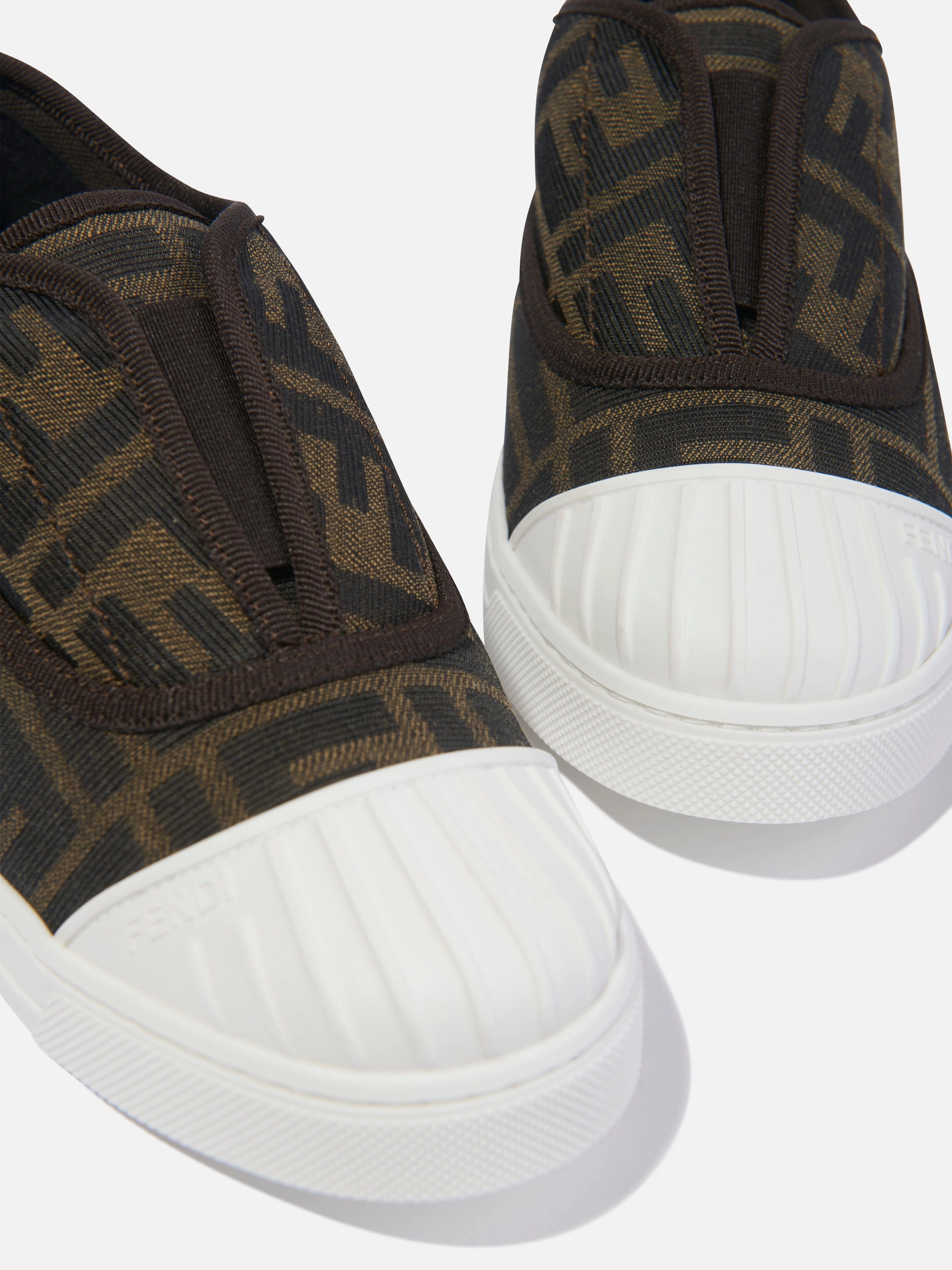 Fendi Kids FF Logo Trainers in Brown Drawstring Closure