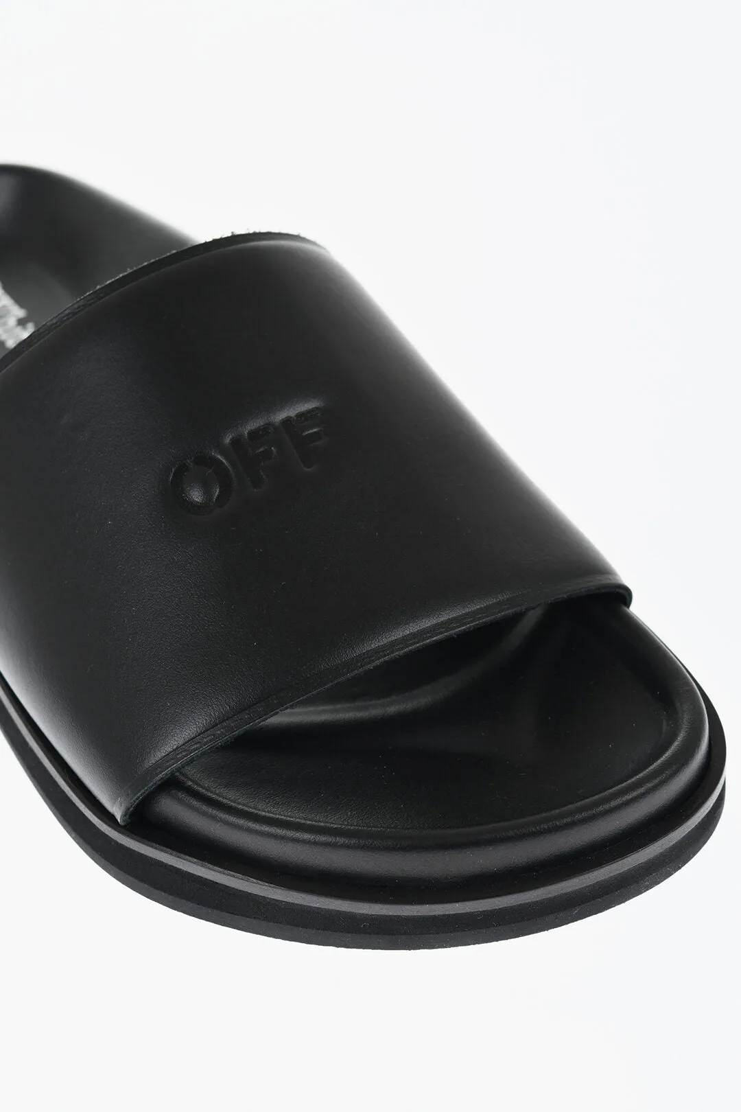 Off-White Leather Cloud Off Stamp Slides